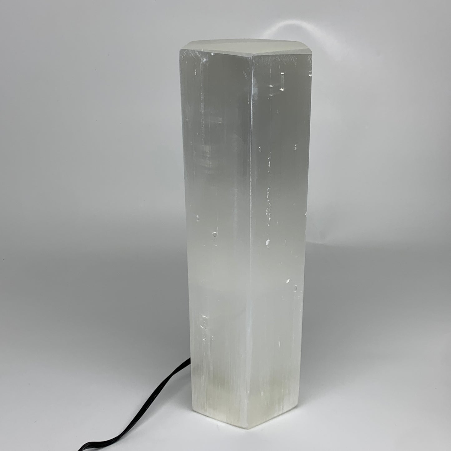 9.1 lbs. 11.4"x3.5", Hexagon Selenite (Satin Spar) Lamp, w/6ft Chord, B35828