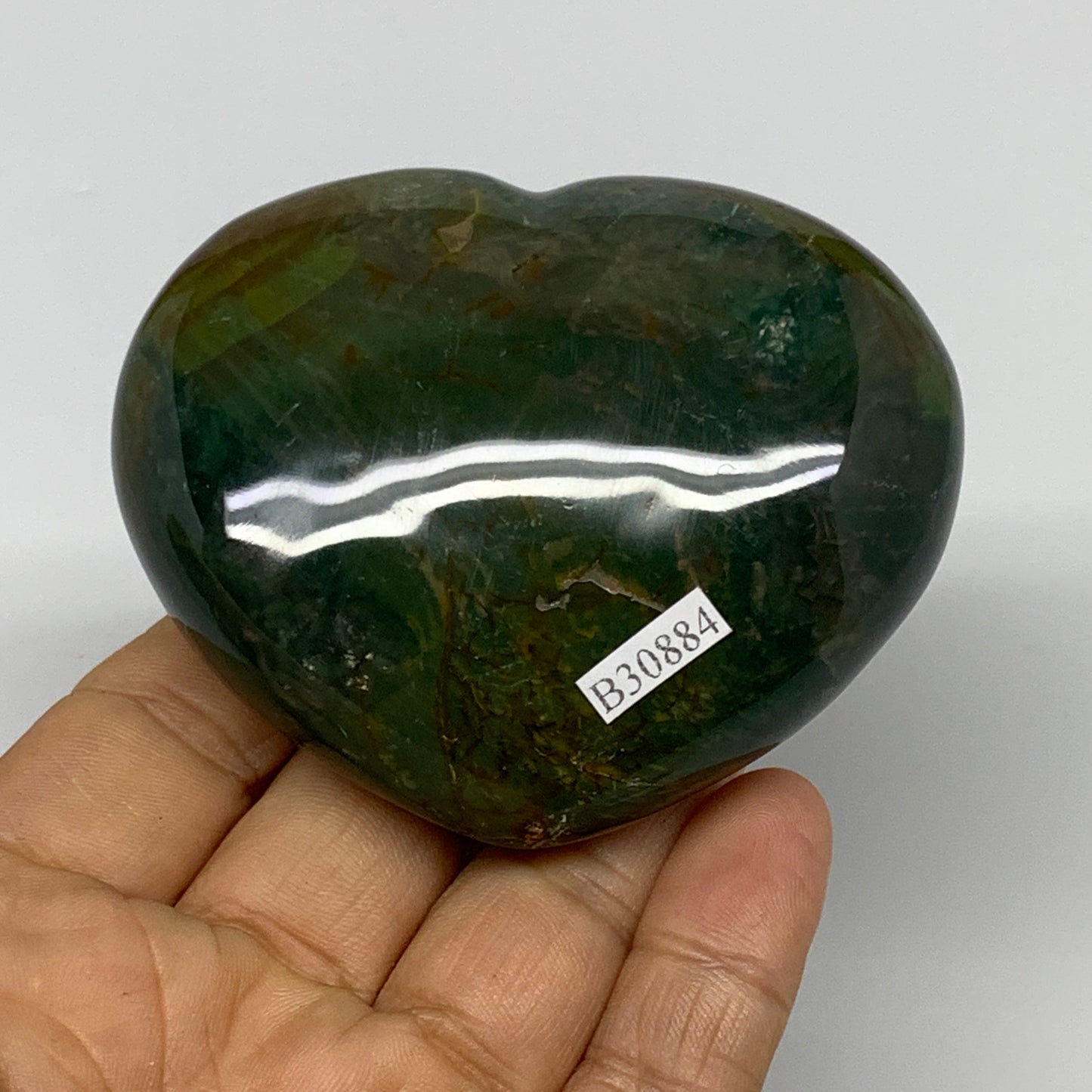 0.45 lbs, 2.4"x2.9"x1.2" Ocean Jasper Heart Polished Healing Crystal, B30884