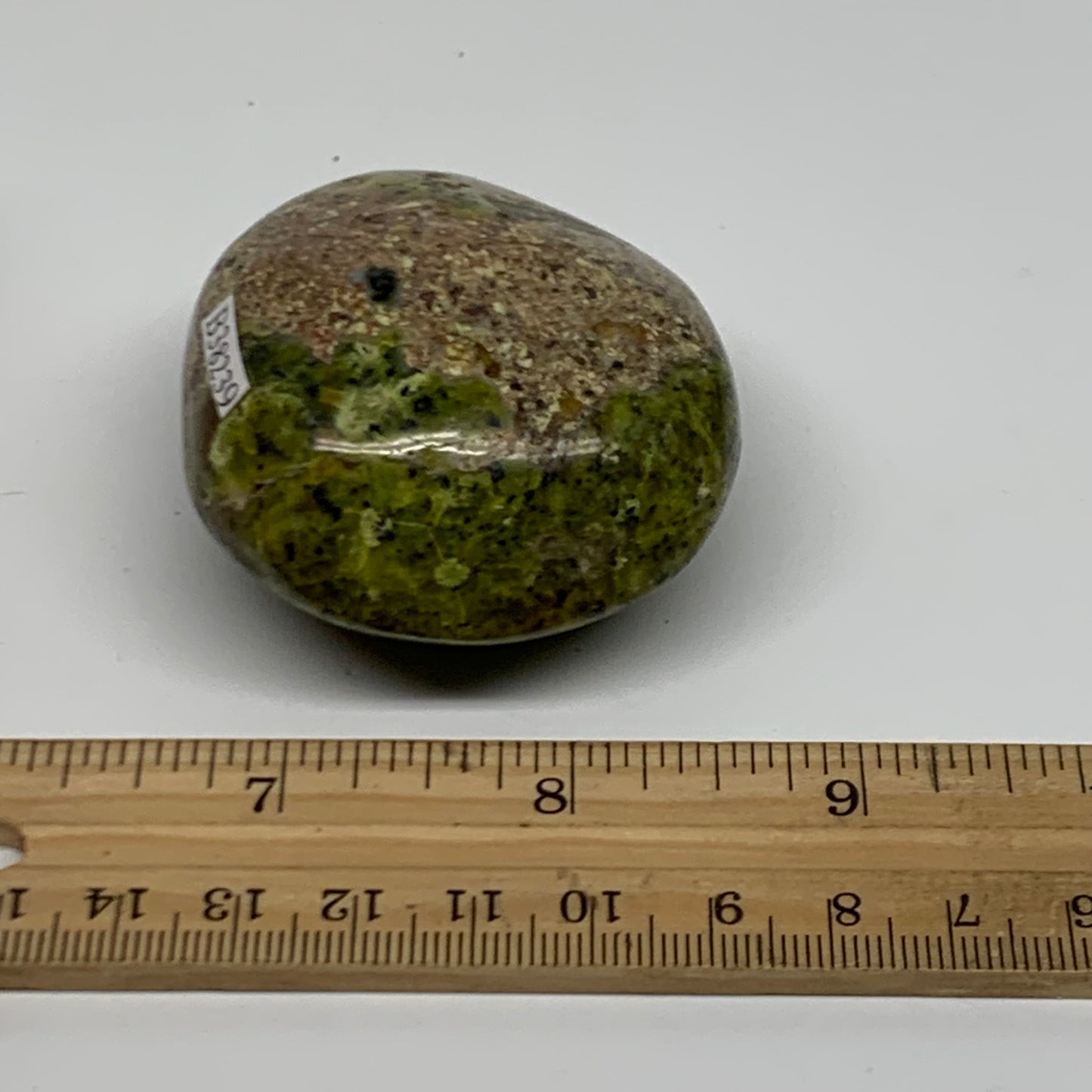 120g, 2.4"x2"x1.3", Green Opal Crystal PalmStone Polished Reiki, B38239