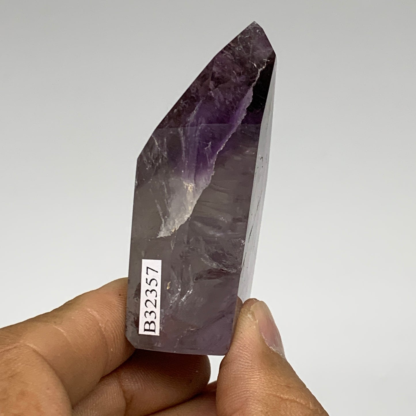 93.1g, 2.6"x1.6"x0.9", Natural Amethyst Tower Point Obelisk @Brazil, B32357