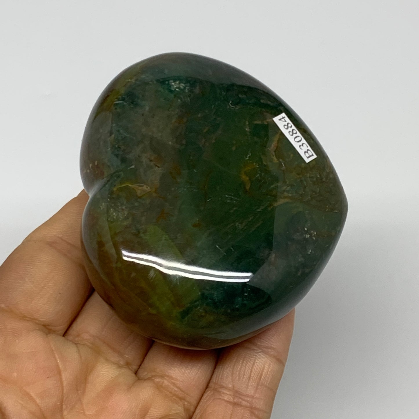 0.45 lbs, 2.4"x2.9"x1.2" Ocean Jasper Heart Polished Healing Crystal, B30884