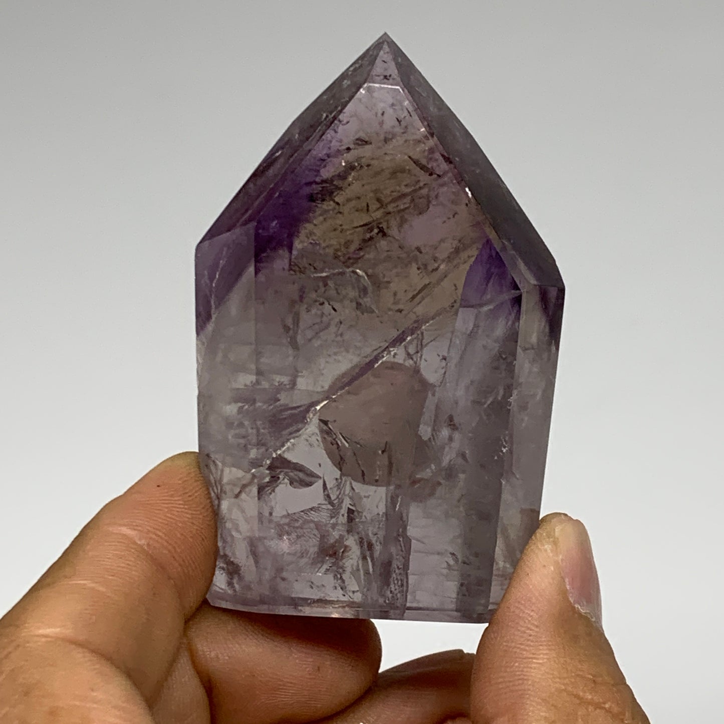 93.1g, 2.6"x1.6"x0.9", Natural Amethyst Tower Point Obelisk @Brazil, B32357