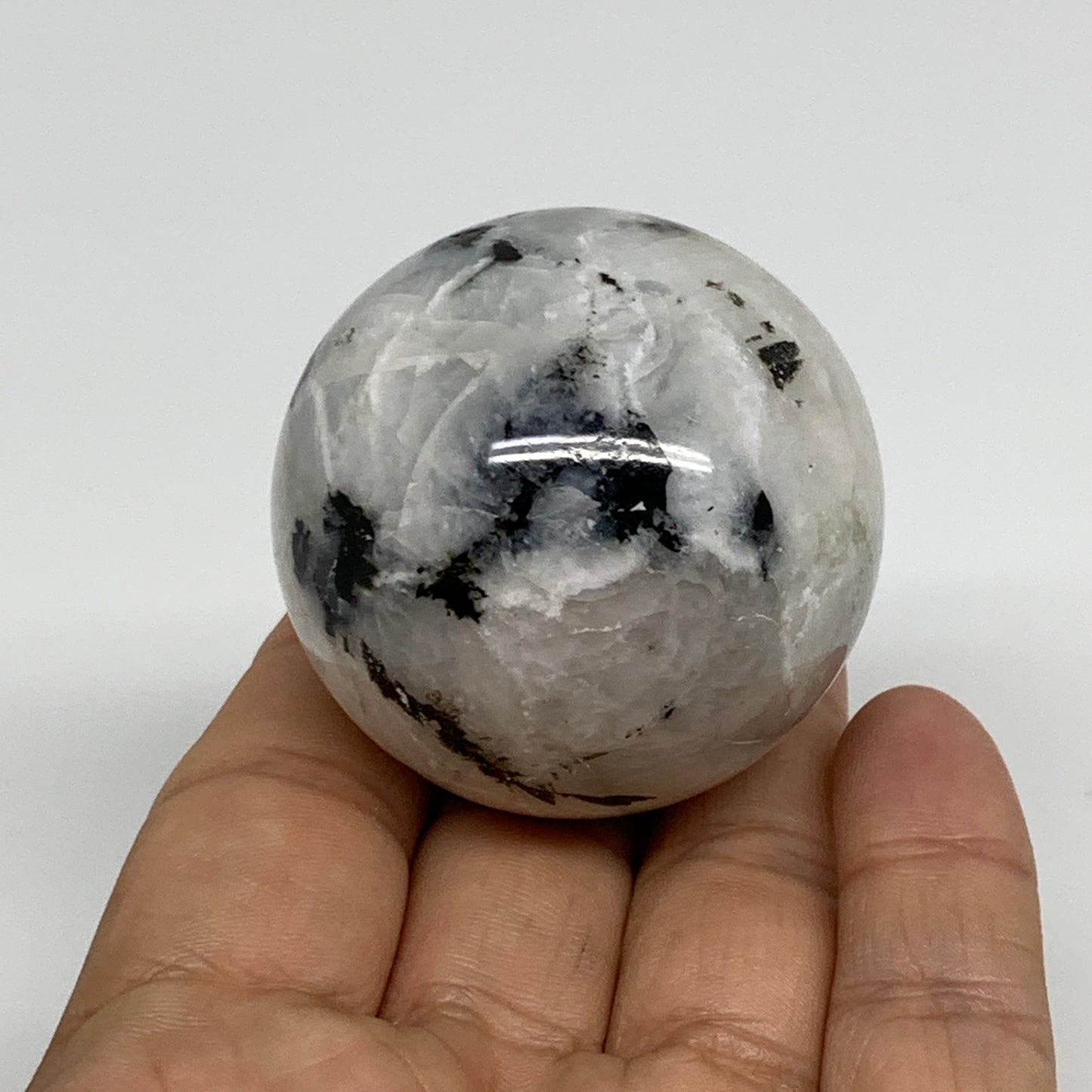 133.2g, 1.8"(46mm), Natural Rainbow Moonstone Sphere Ball Gemstone, B34378