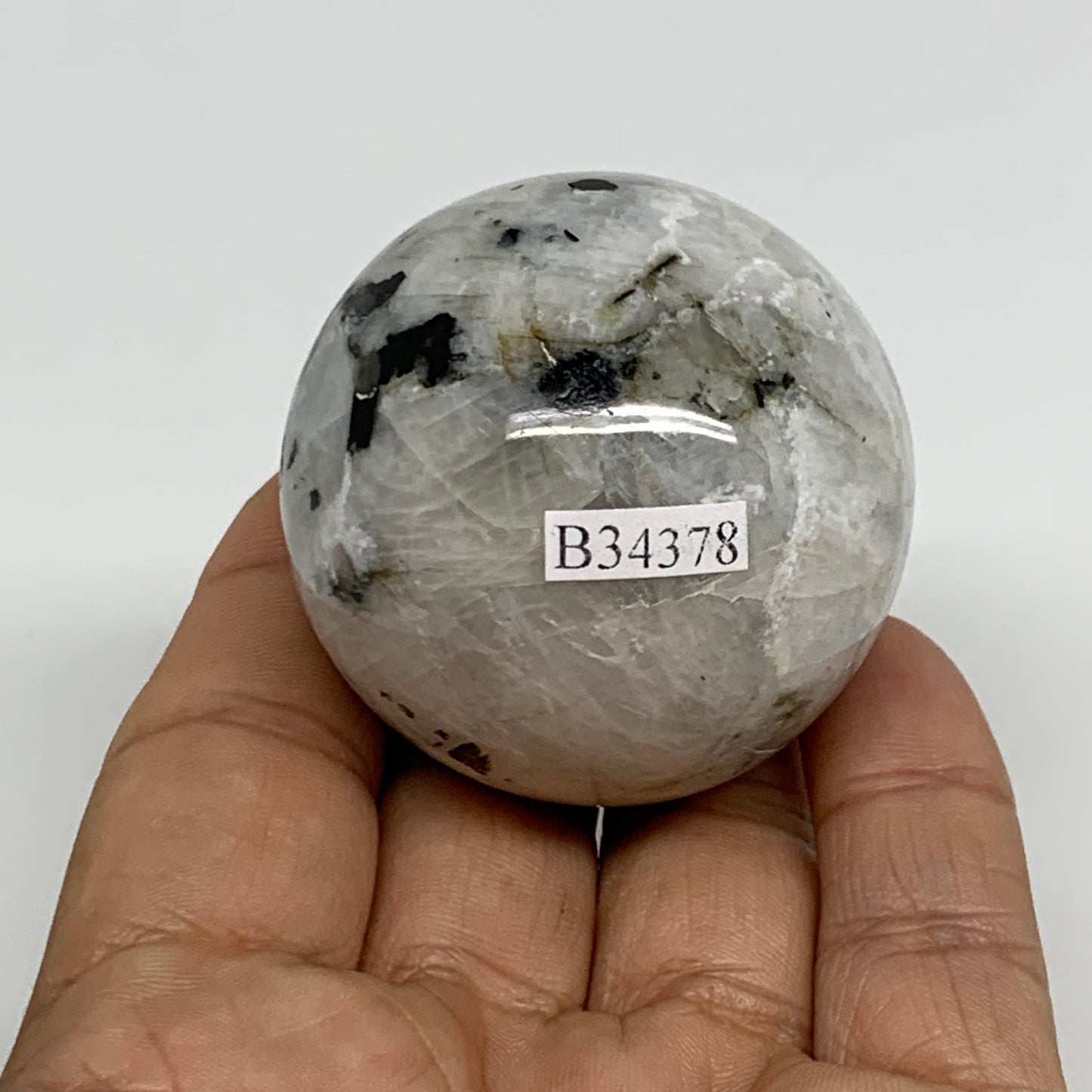 133.2g, 1.8"(46mm), Natural Rainbow Moonstone Sphere Ball Gemstone, B34378