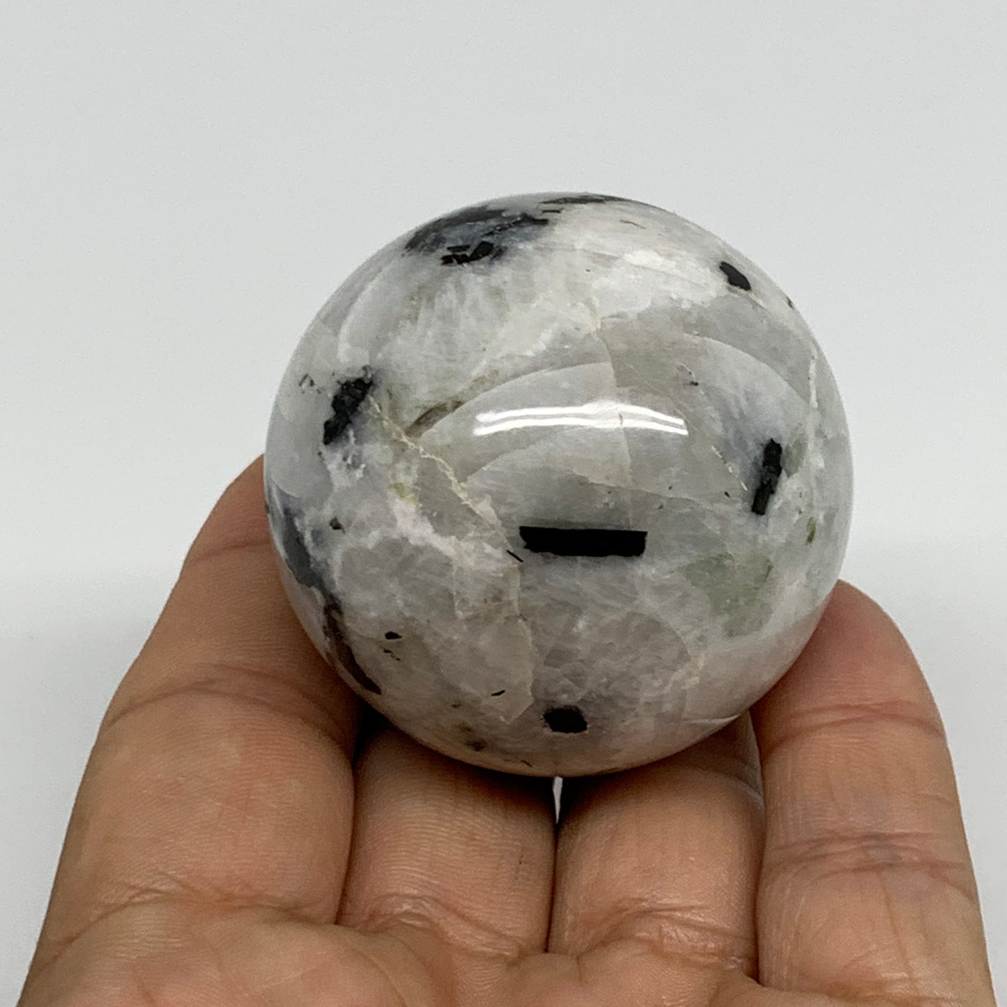 133.2g, 1.8"(46mm), Natural Rainbow Moonstone Sphere Ball Gemstone, B34378