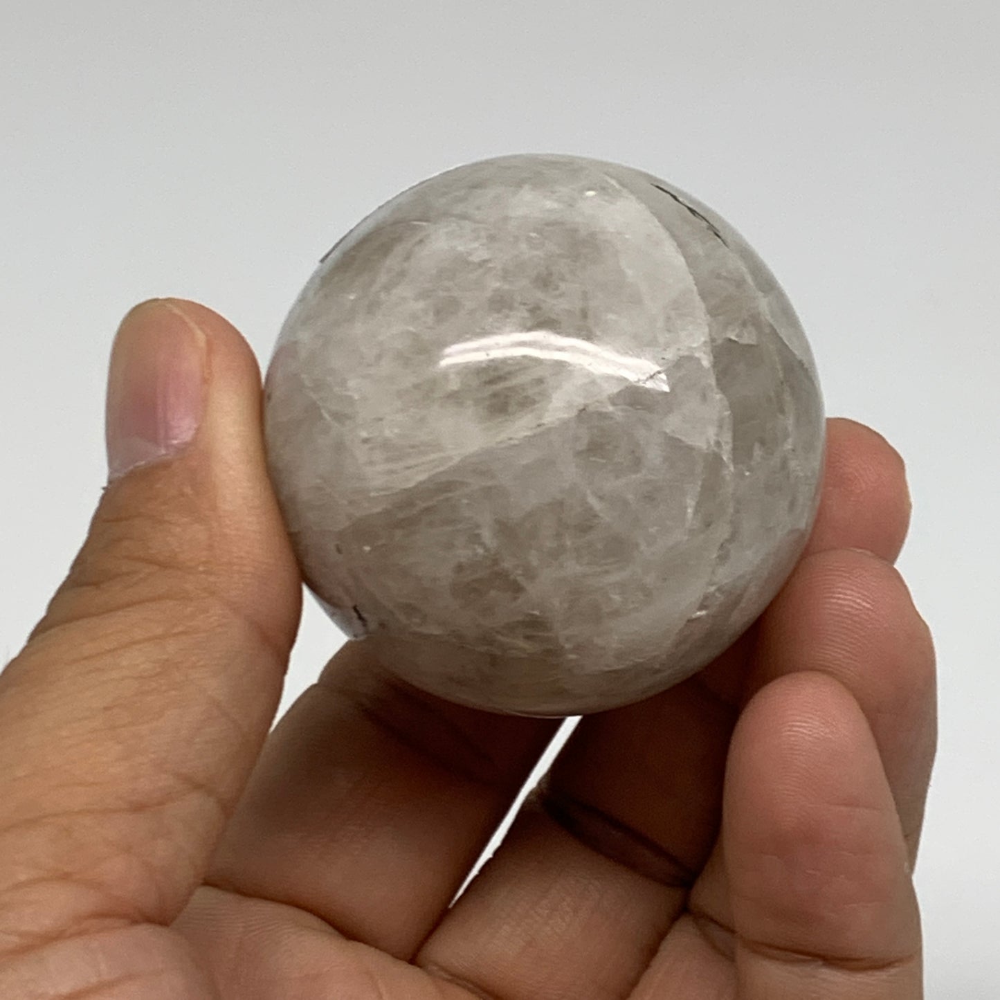 120g, 1.7"(44mm), Natural Rainbow Moonstone Sphere Ball Gemstone, B35164