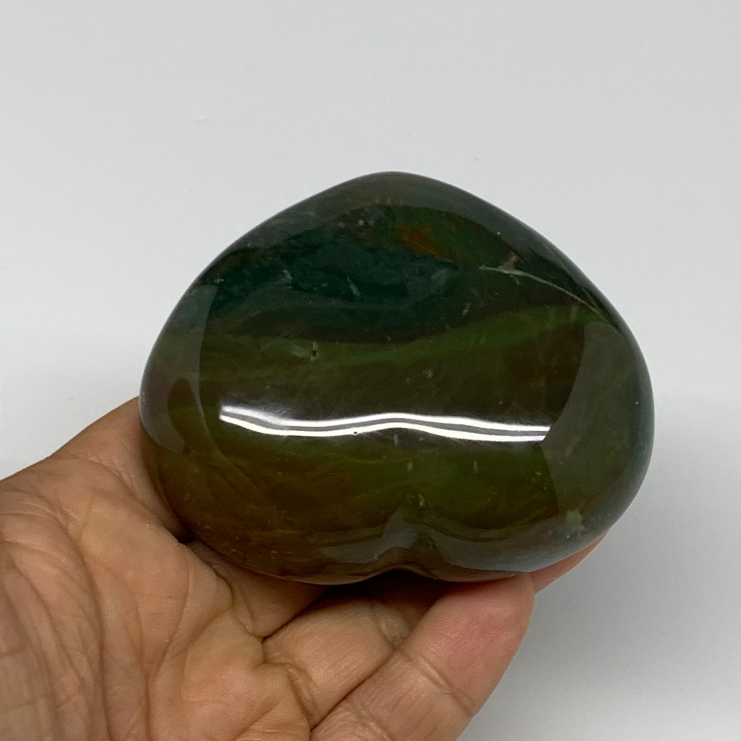 0.45 lbs, 2.4"x2.9"x1.2" Ocean Jasper Heart Polished Healing Crystal, B30884