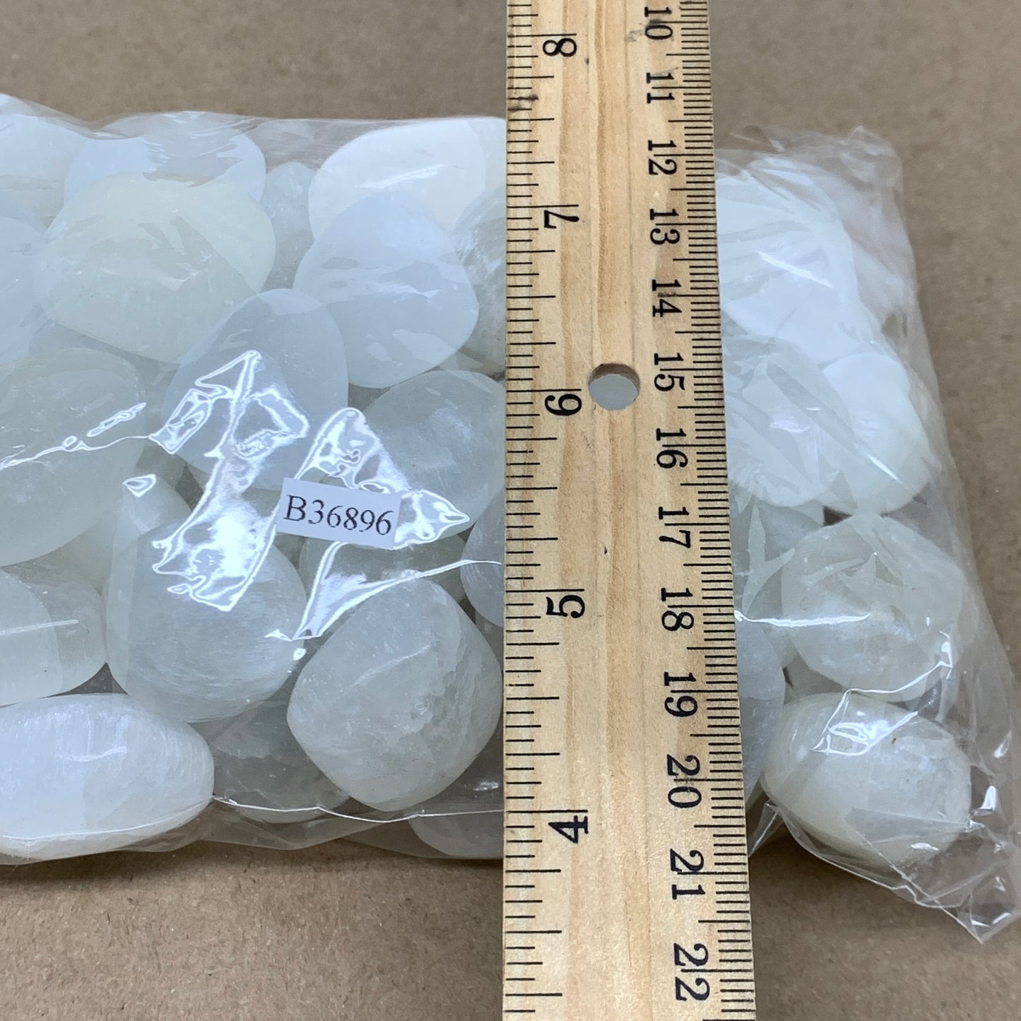 2.2 lbs, 1" x 1.4", Aprox 50pcs, Tumbled Selenite Crystals, Satin Spar, B36896
