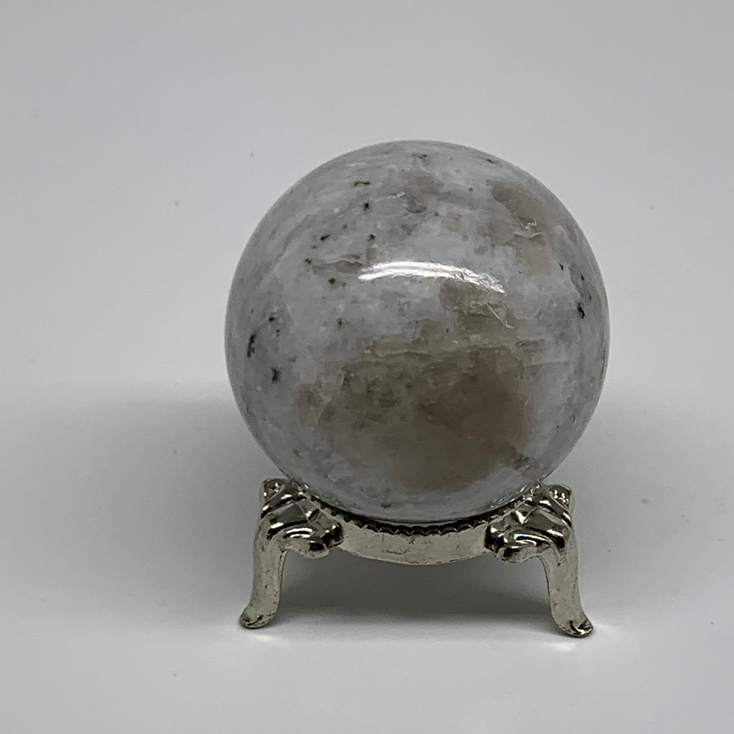 120g, 1.7"(44mm), Natural Rainbow Moonstone Sphere Ball Gemstone, B35164