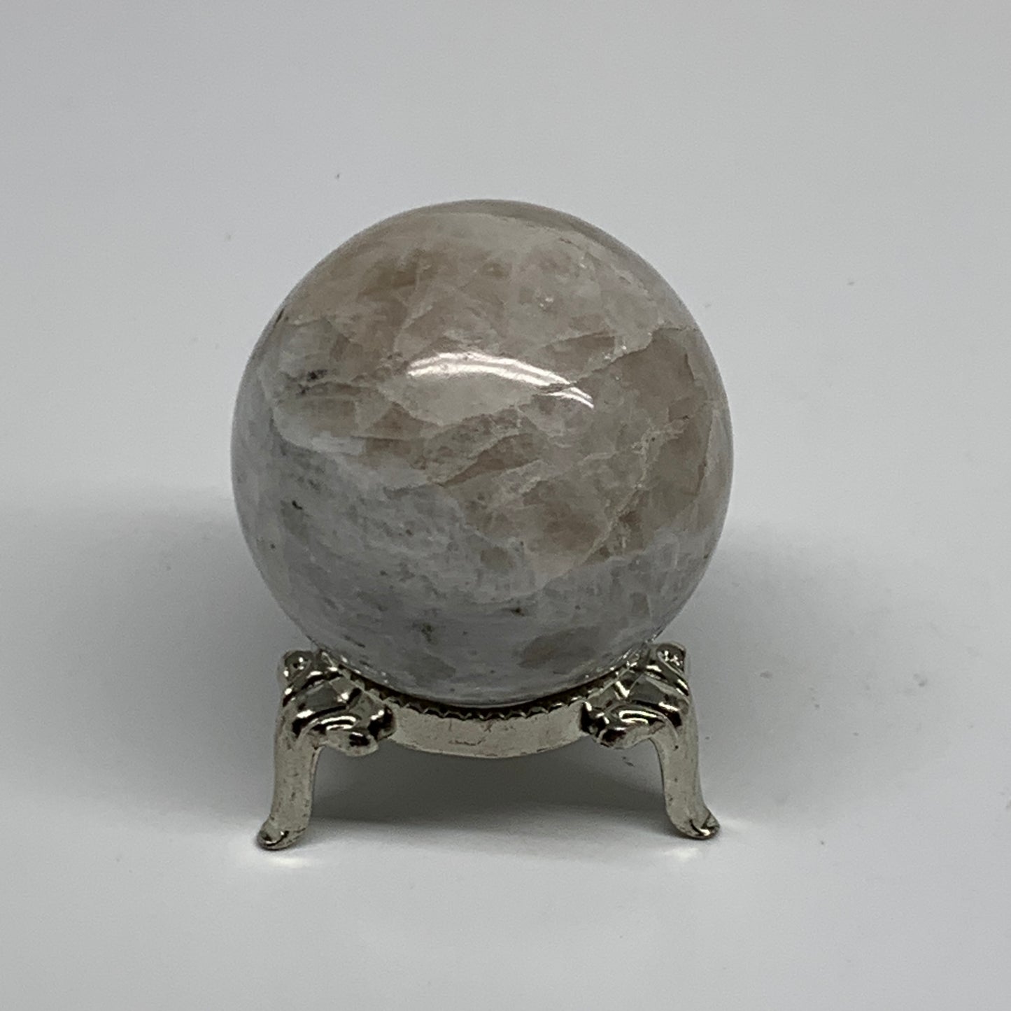 120g, 1.7"(44mm), Natural Rainbow Moonstone Sphere Ball Gemstone, B35164