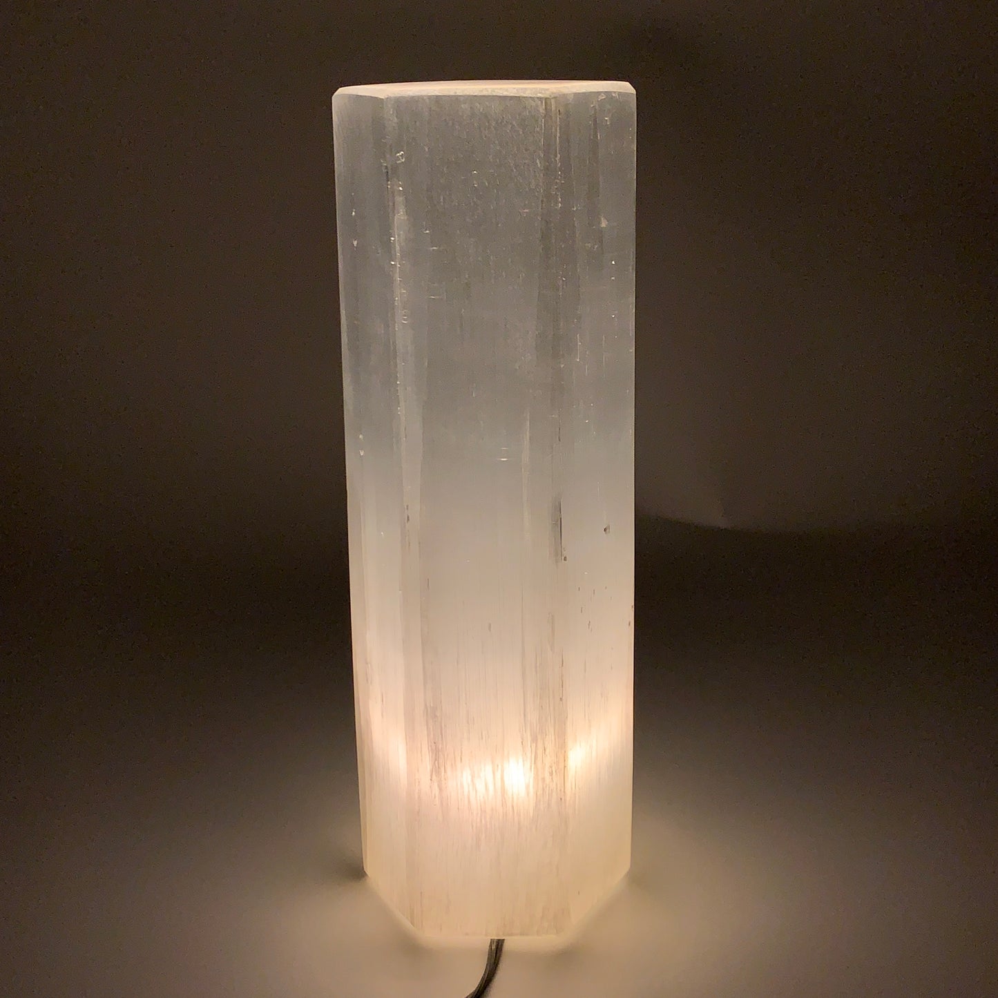 8.6 lbs. 11.1"x3.4", Hexagon Selenite (Satin Spar) Lamp, w/6ft Chord, B35829