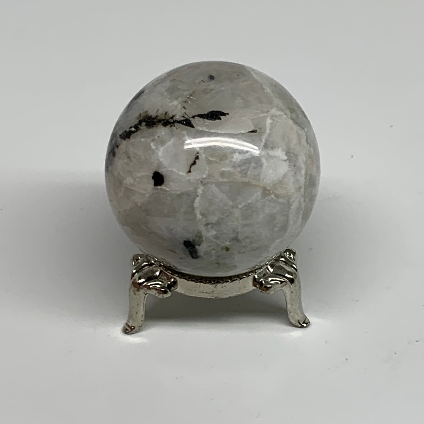 133.2g, 1.8"(46mm), Natural Rainbow Moonstone Sphere Ball Gemstone, B34378