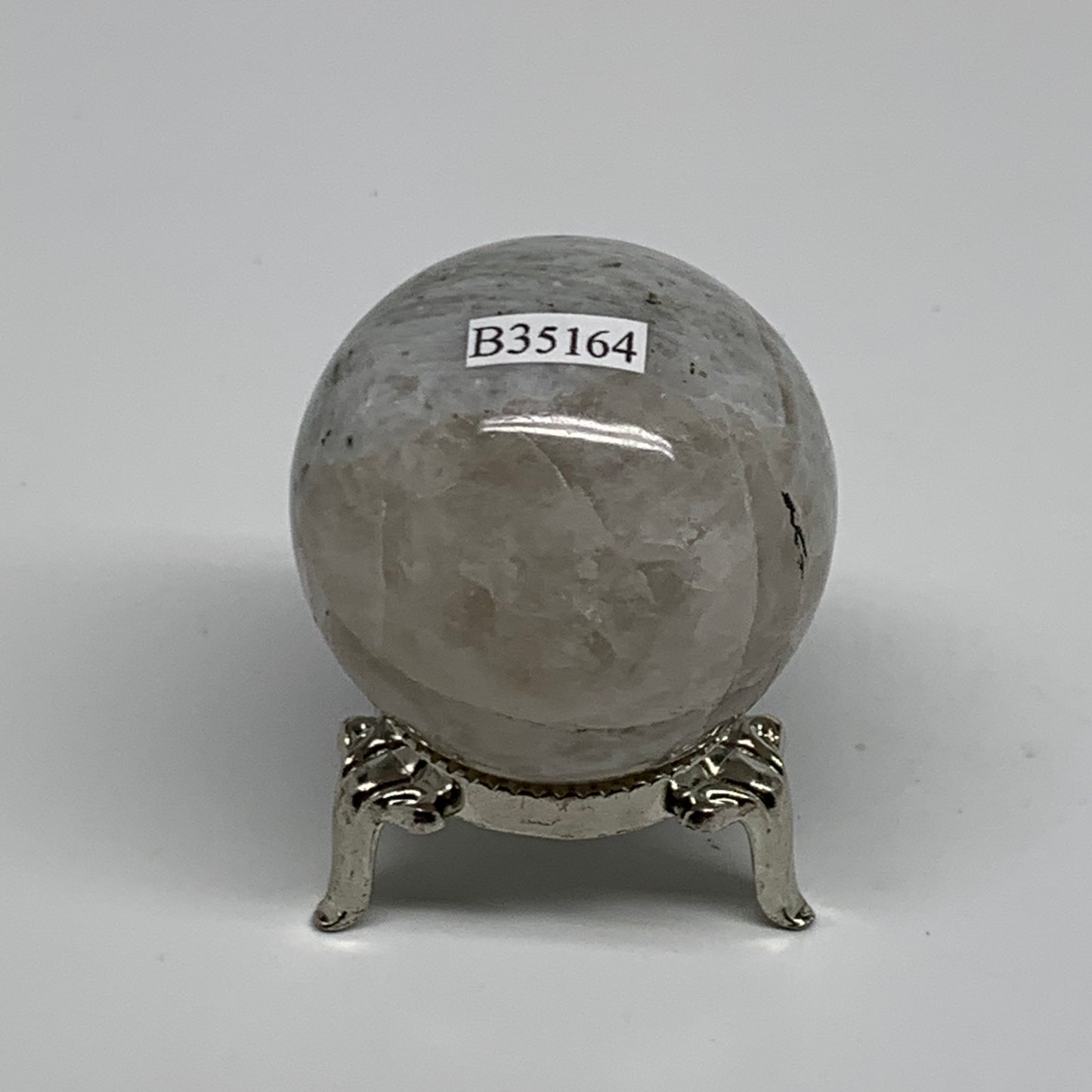 120g, 1.7"(44mm), Natural Rainbow Moonstone Sphere Ball Gemstone, B35164