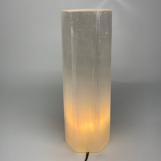 8.6 lbs. 11.1"x3.4", Hexagon Selenite (Satin Spar) Lamp, w/6ft Chord, B35829