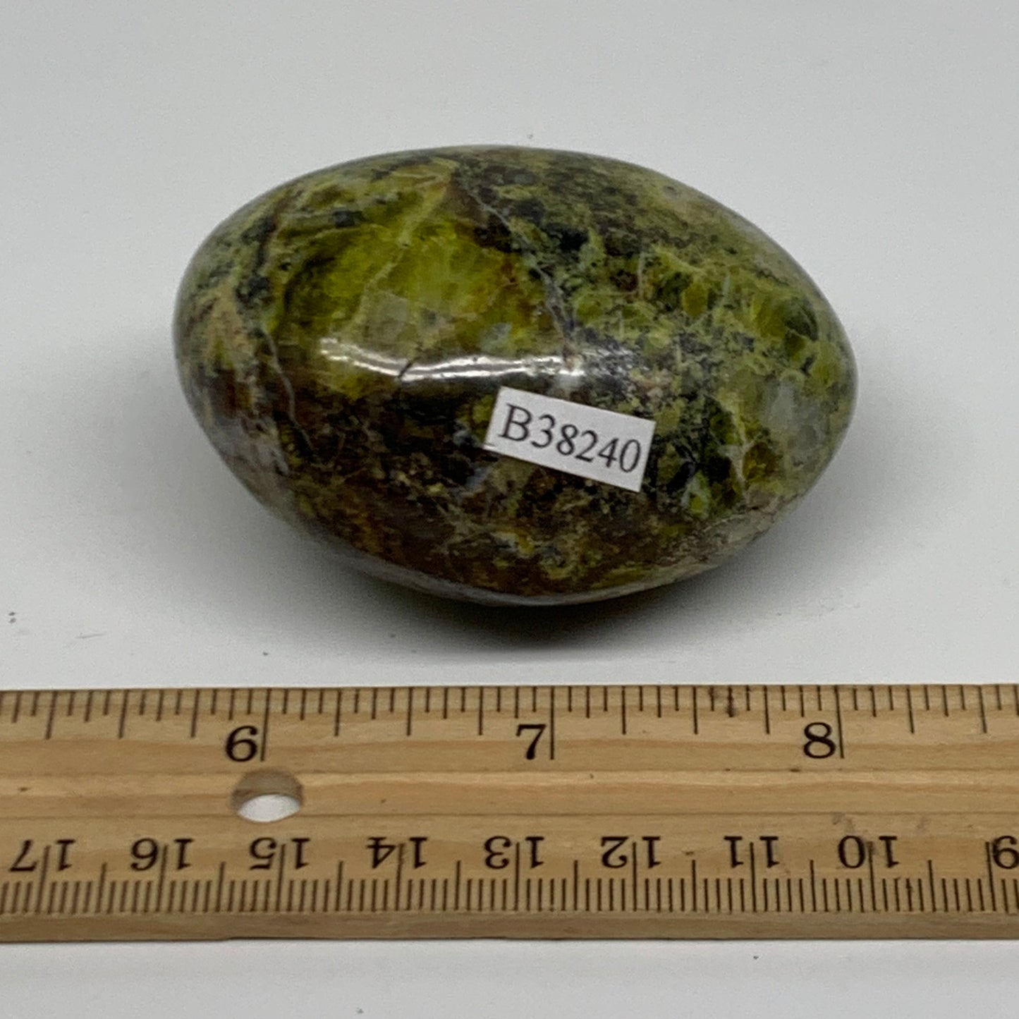 135g, 2.5"x1.8"x1.5", Green Opal Crystal PalmStone Polished Reiki, B38240