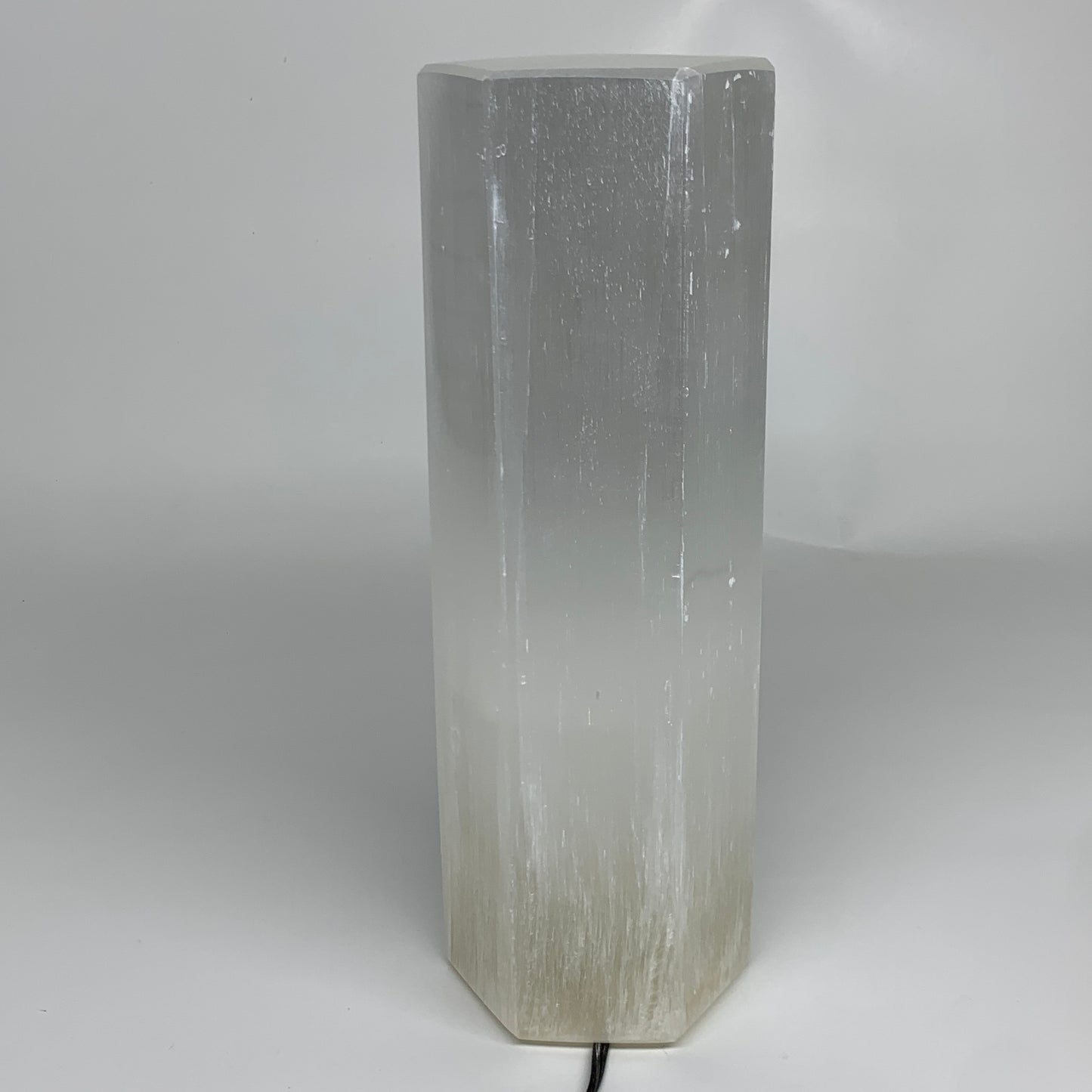 8.6 lbs. 11.1"x3.4", Hexagon Selenite (Satin Spar) Lamp, w/6ft Chord, B35829