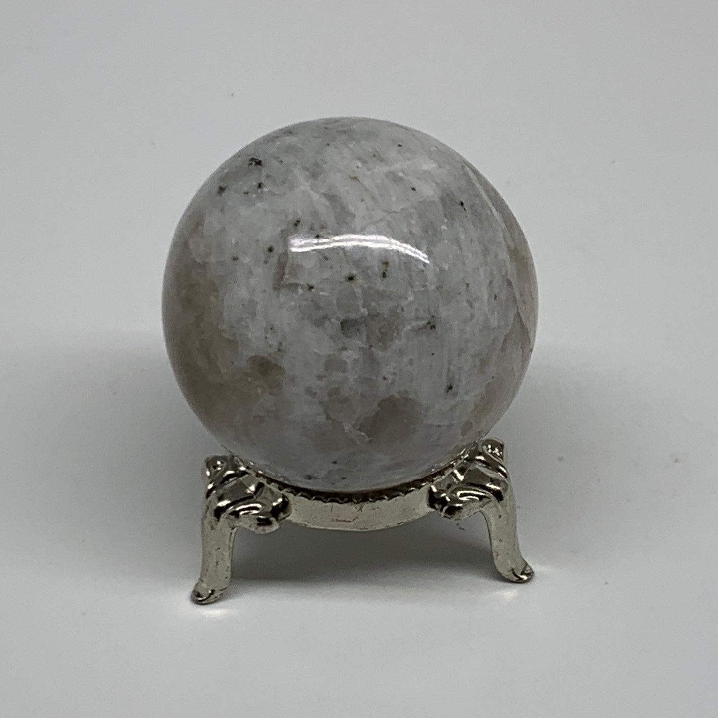 120g, 1.7"(44mm), Natural Rainbow Moonstone Sphere Ball Gemstone, B35164