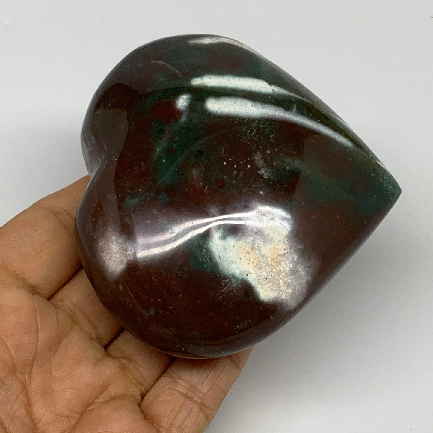 0.70 lbs, 3.1"x3.4"x1.5" Ocean Jasper Heart Polished Healing Crystal, B30883
