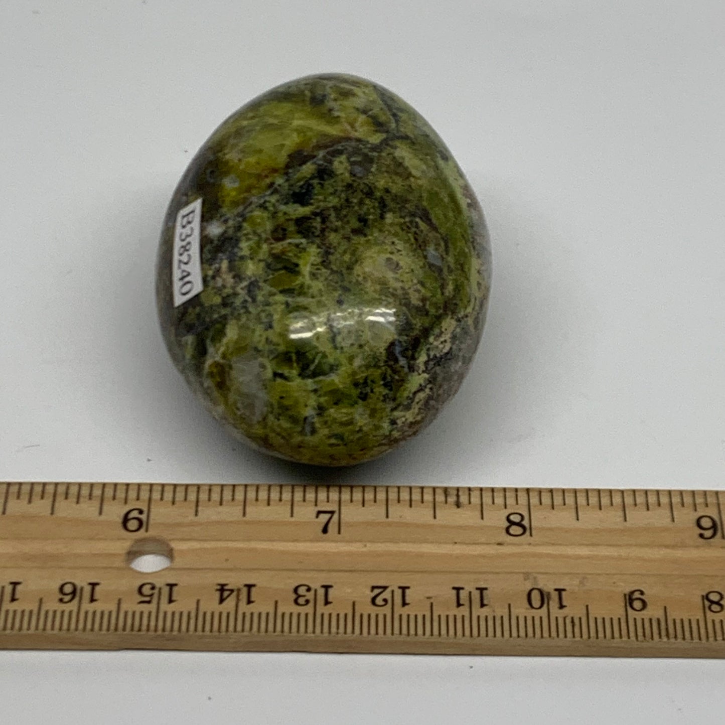 135g, 2.5"x1.8"x1.5", Green Opal Crystal PalmStone Polished Reiki, B38240