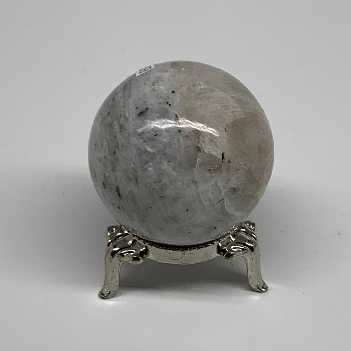 120g, 1.7"(44mm), Natural Rainbow Moonstone Sphere Ball Gemstone, B35164