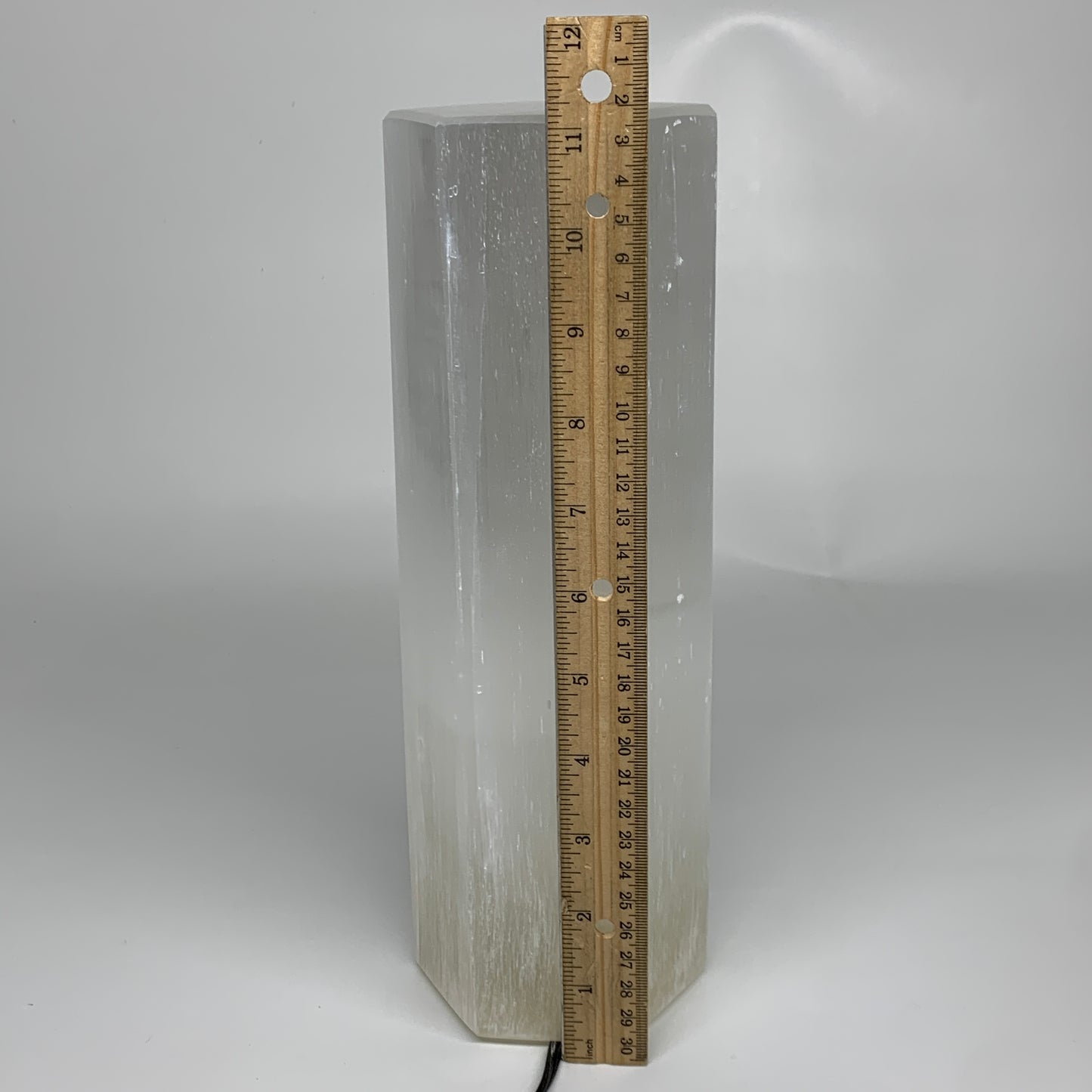8.6 lbs. 11.1"x3.4", Hexagon Selenite (Satin Spar) Lamp, w/6ft Chord, B35829