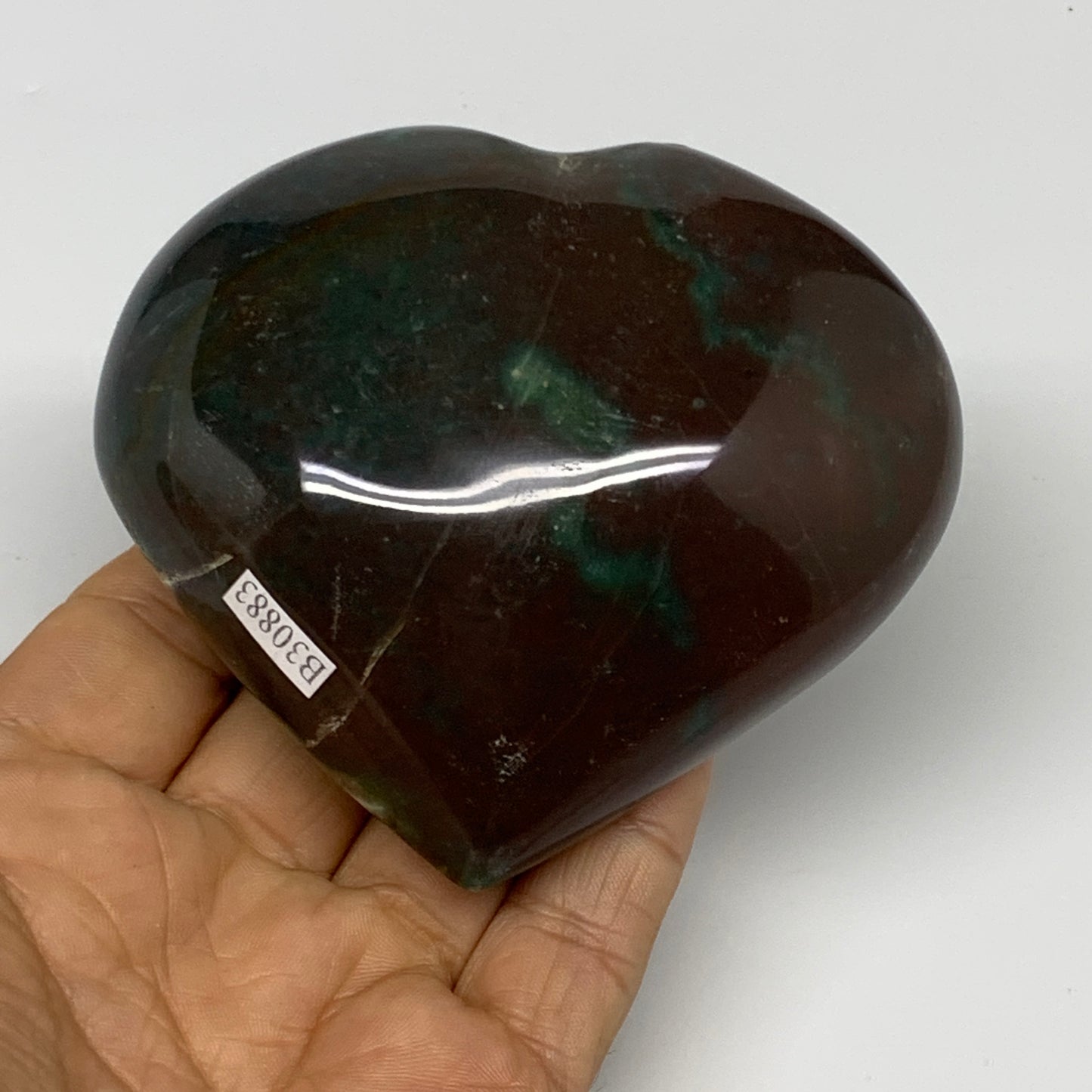 0.70 lbs, 3.1"x3.4"x1.5" Ocean Jasper Heart Polished Healing Crystal, B30883