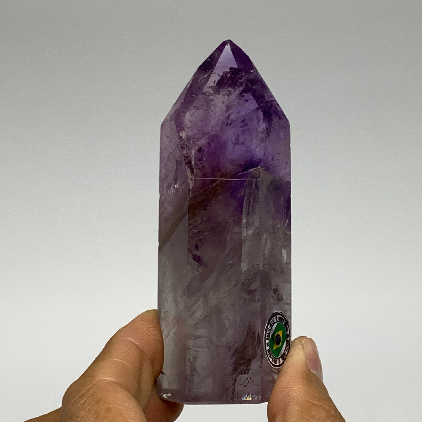 156.3g, 3.8"x1.4"x1.1", Natural Amethyst Tower Point Obelisk @Brazil, B32358