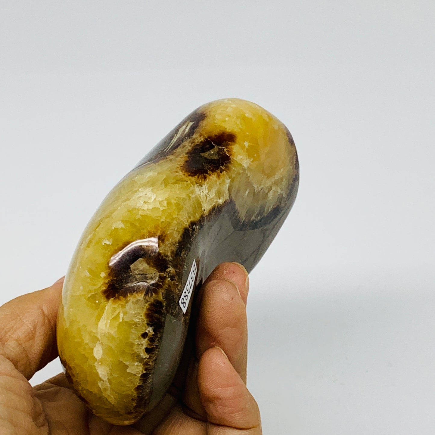 1.05 lbs, 3.8"x3"x1.6", Septarian Nodules Freeform Polished Crystal, B37388