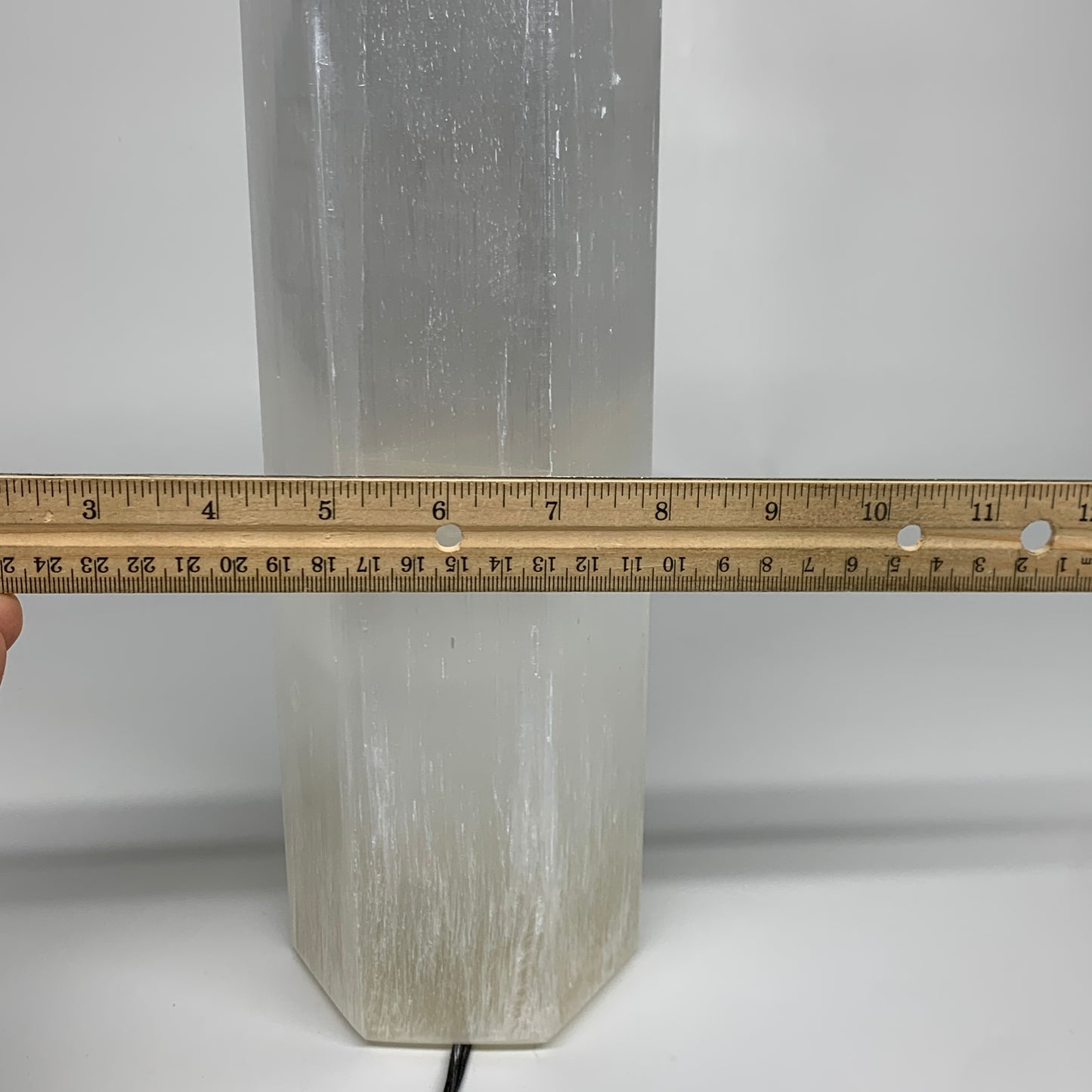 8.6 lbs. 11.1"x3.4", Hexagon Selenite (Satin Spar) Lamp, w/6ft Chord, B35829