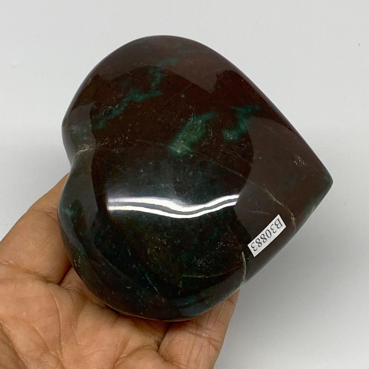 0.70 lbs, 3.1"x3.4"x1.5" Ocean Jasper Heart Polished Healing Crystal, B30883