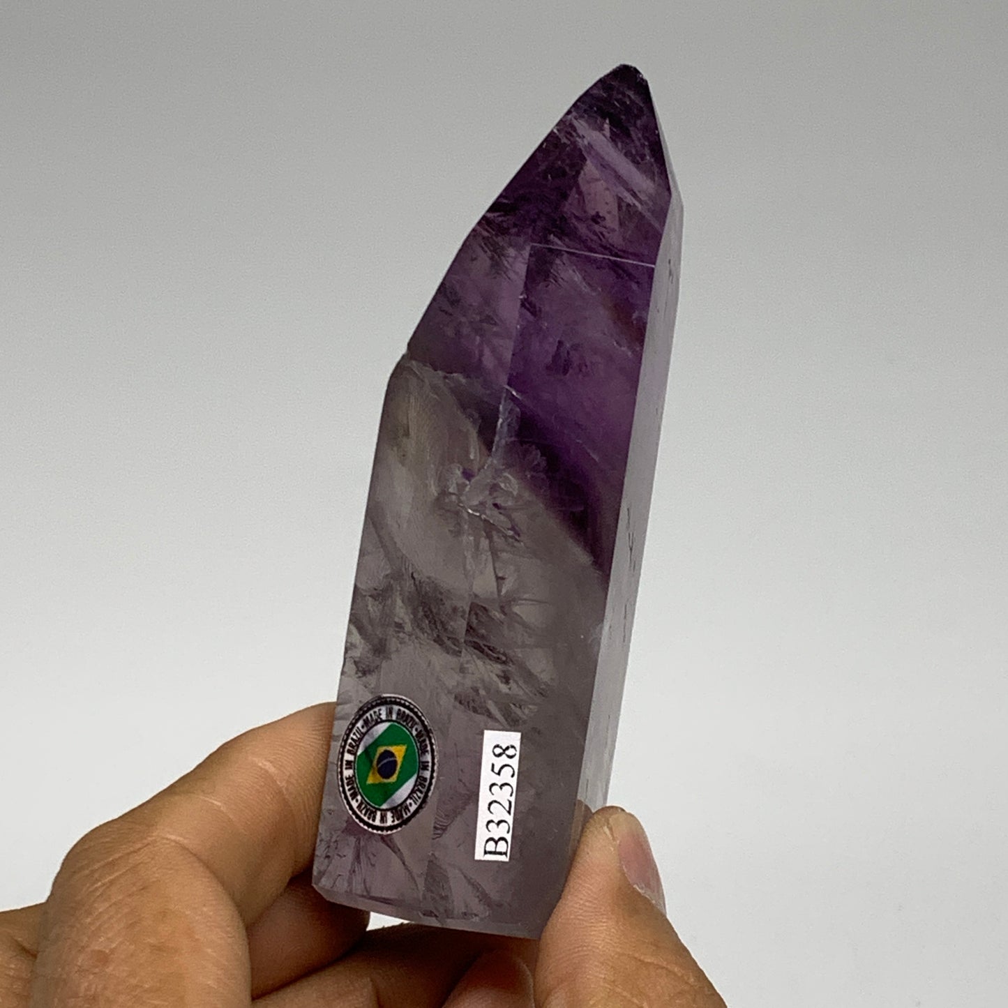 156.3g, 3.8"x1.4"x1.1", Natural Amethyst Tower Point Obelisk @Brazil, B32358
