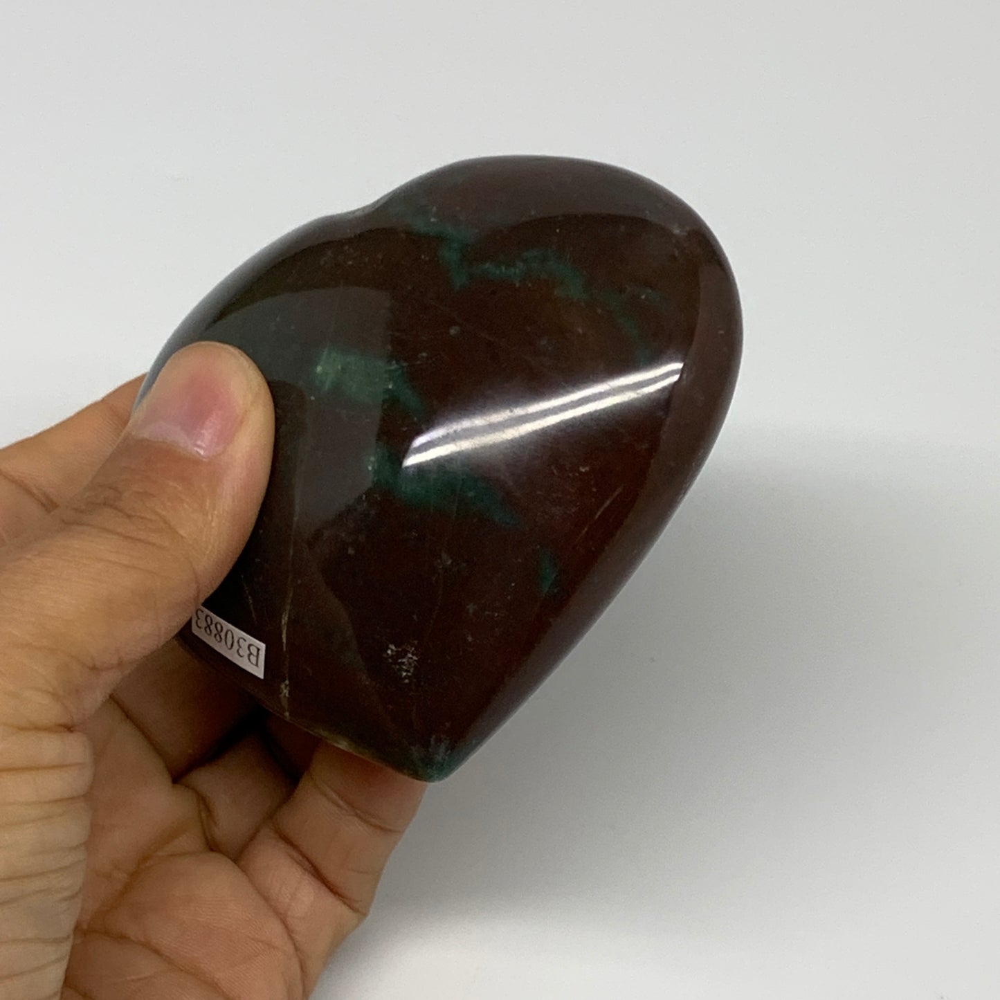 0.70 lbs, 3.1"x3.4"x1.5" Ocean Jasper Heart Polished Healing Crystal, B30883