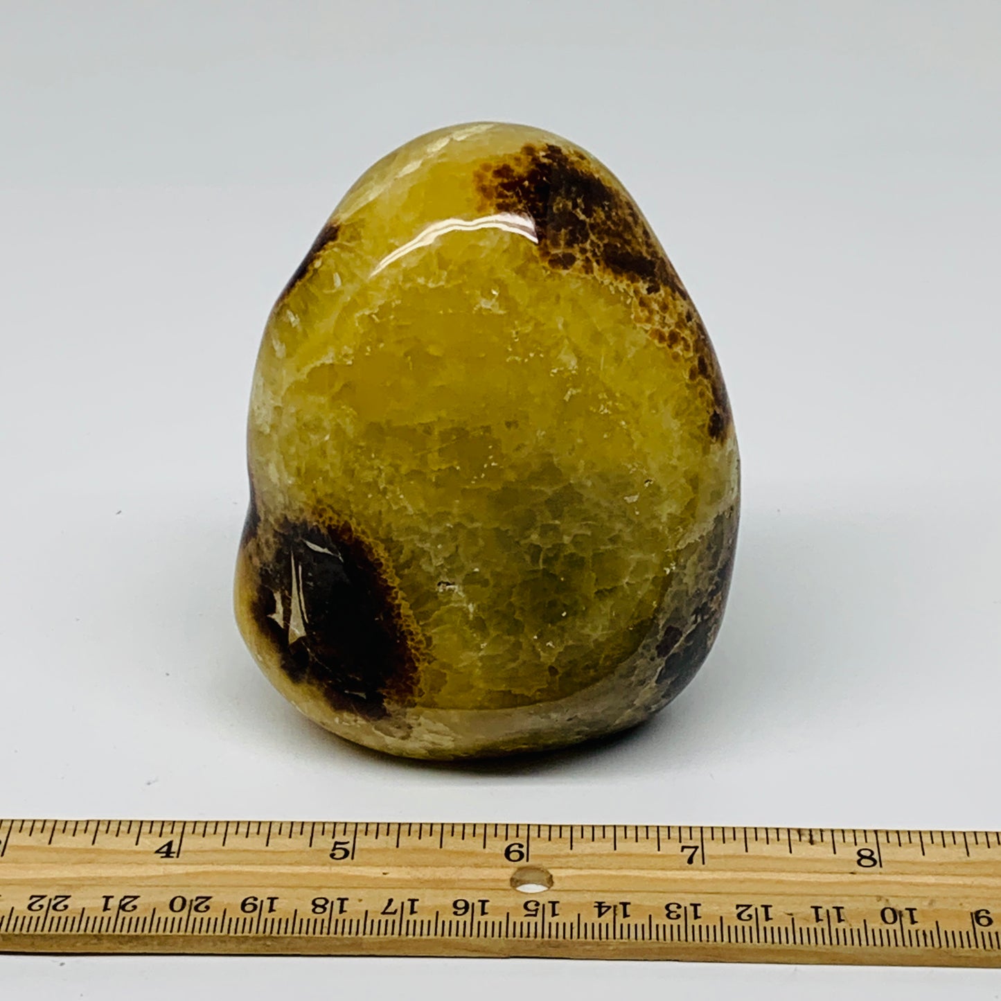 1.05 lbs, 3.8"x3"x1.6", Septarian Nodules Freeform Polished Crystal, B37388