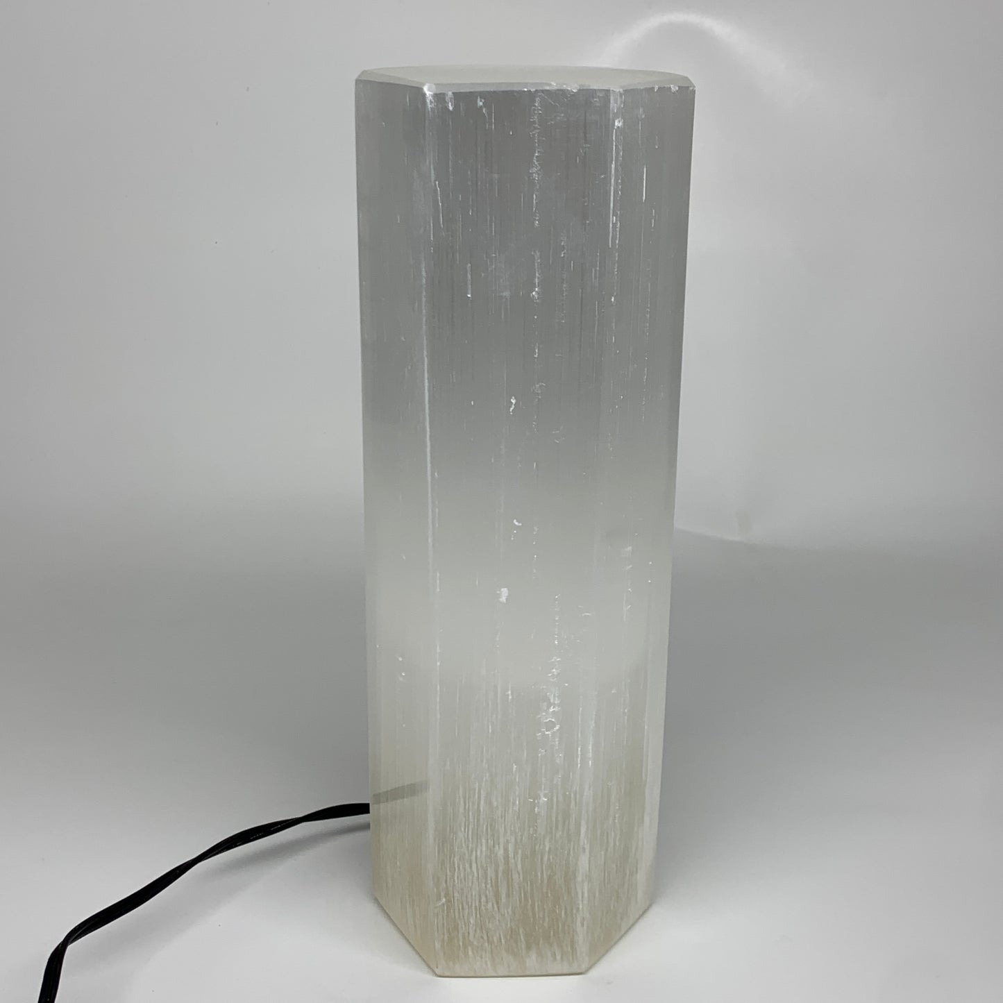 8.6 lbs. 11.1"x3.4", Hexagon Selenite (Satin Spar) Lamp, w/6ft Chord, B35829