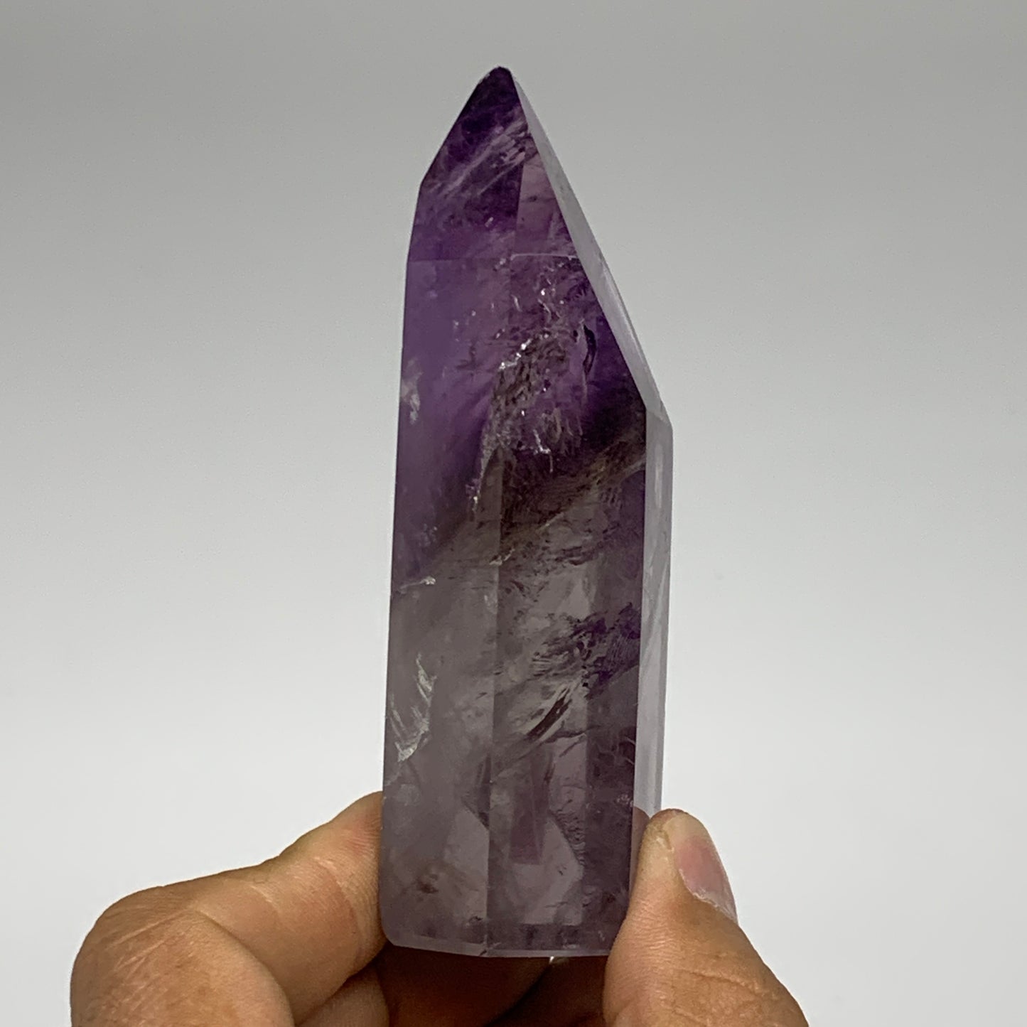 156.3g, 3.8"x1.4"x1.1", Natural Amethyst Tower Point Obelisk @Brazil, B32358