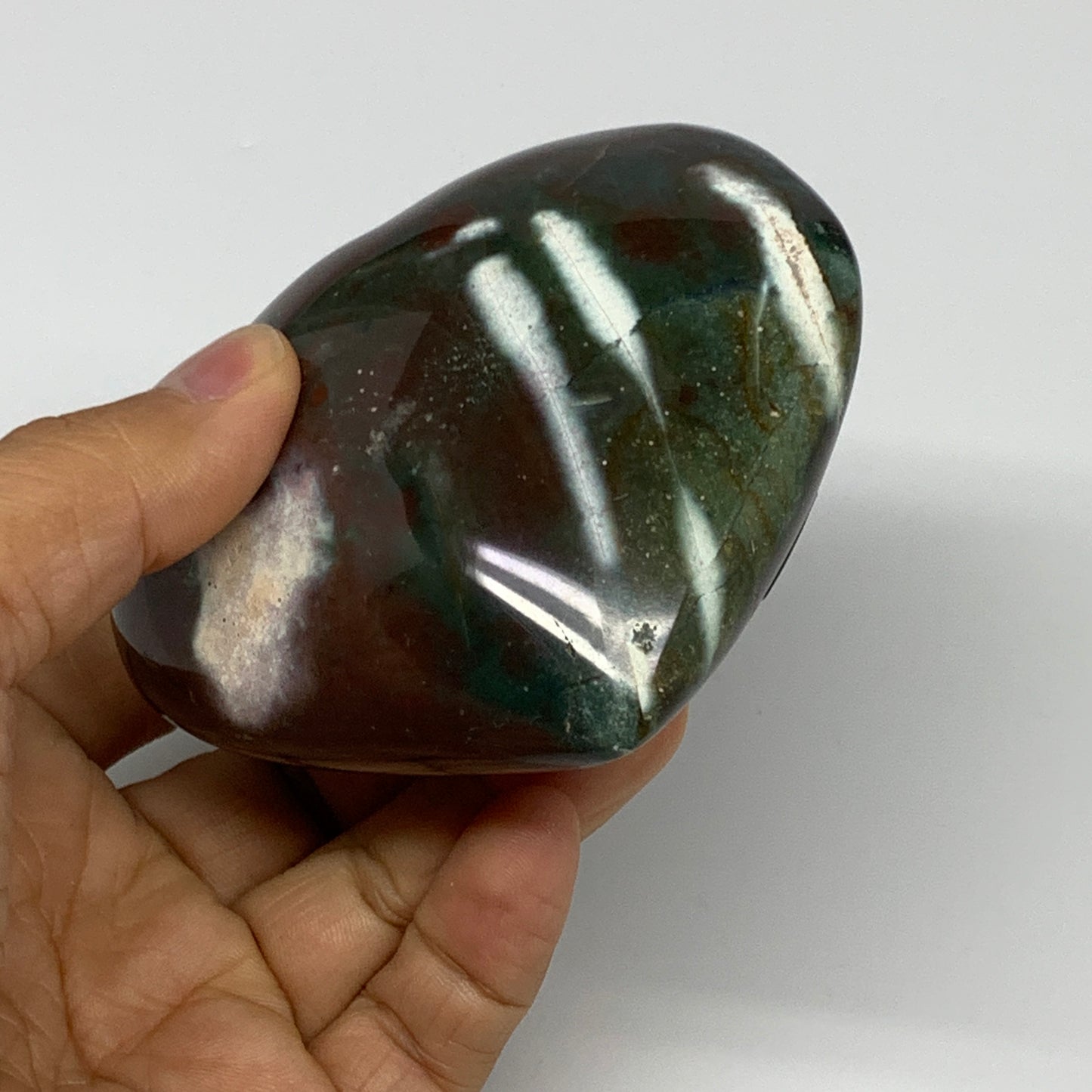 0.70 lbs, 3.1"x3.4"x1.5" Ocean Jasper Heart Polished Healing Crystal, B30883
