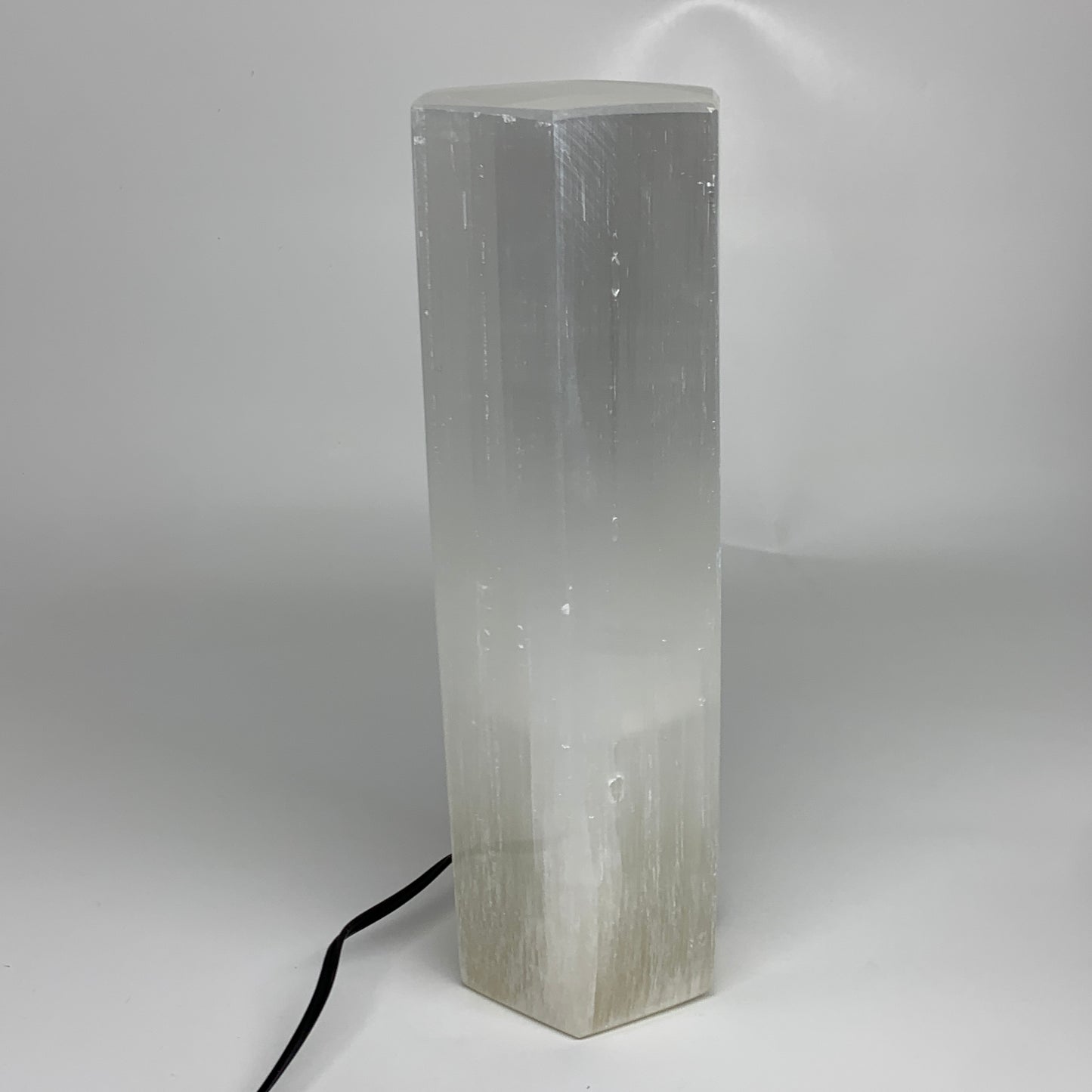 8.6 lbs. 11.1"x3.4", Hexagon Selenite (Satin Spar) Lamp, w/6ft Chord, B35829