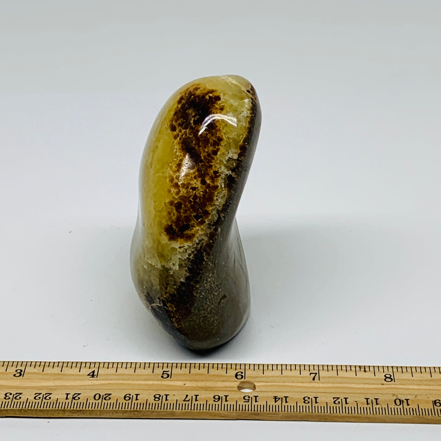 1.05 lbs, 3.8"x3"x1.6", Septarian Nodules Freeform Polished Crystal, B37388