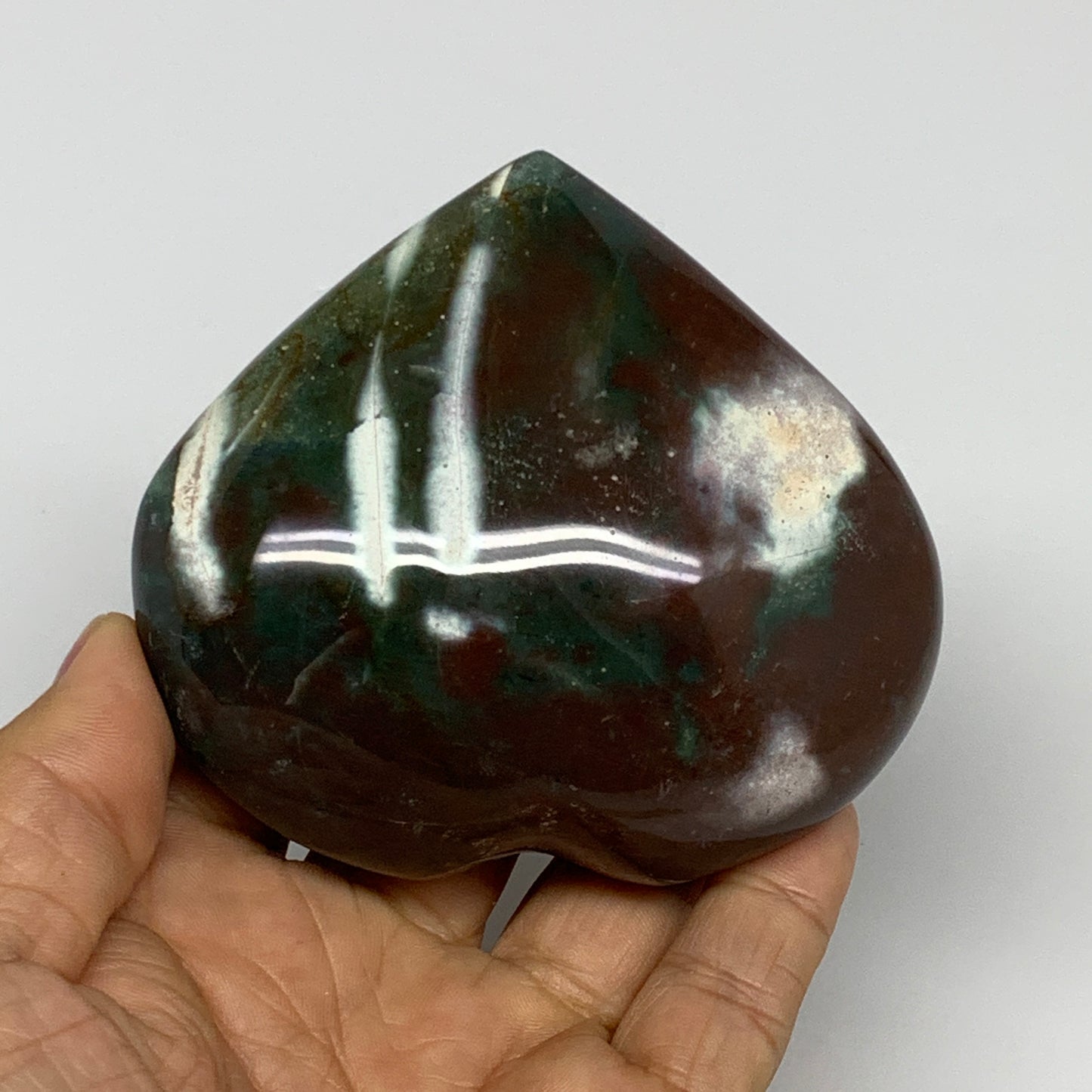 0.70 lbs, 3.1"x3.4"x1.5" Ocean Jasper Heart Polished Healing Crystal, B30883
