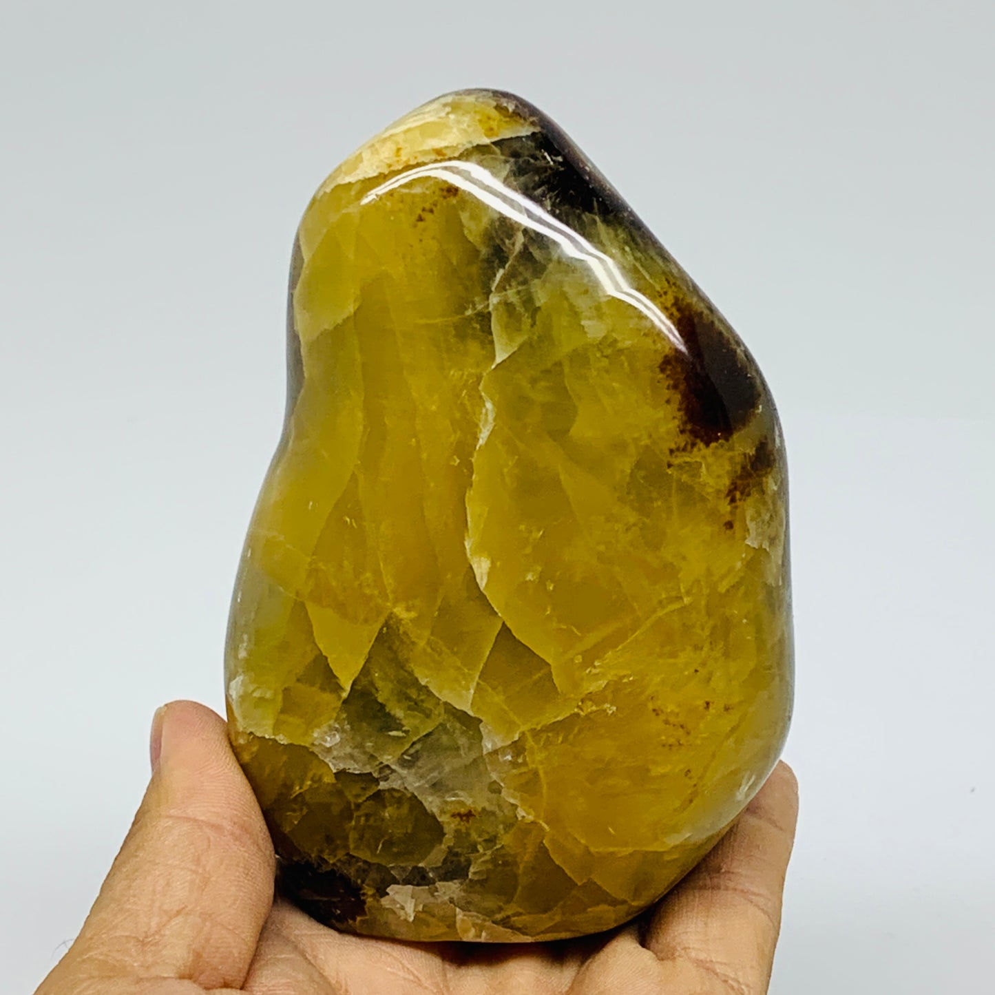 1.3 lbs, 4.1"x2.8"x2.2", Septarian Nodules Freeform Polished Crystal, B37389