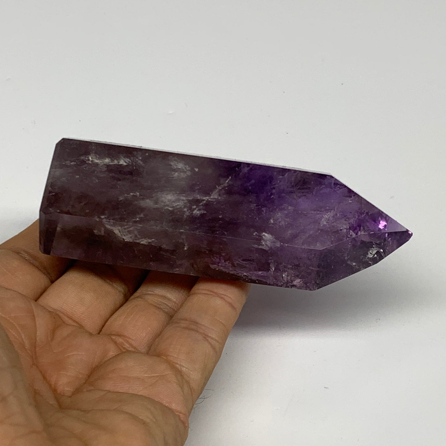 156.3g, 3.8"x1.4"x1.1", Natural Amethyst Tower Point Obelisk @Brazil, B32358