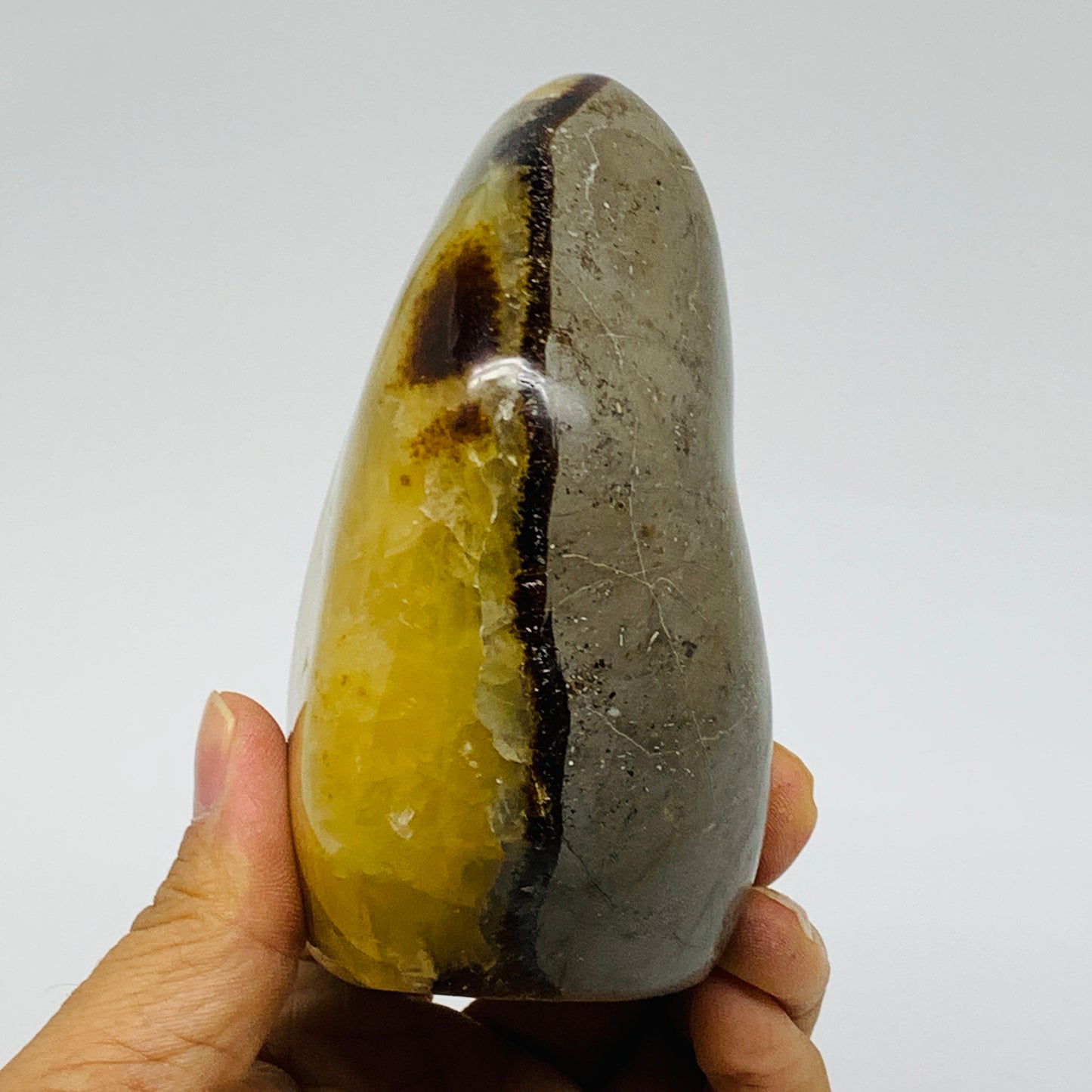 1.3 lbs, 4.1"x2.8"x2.2", Septarian Nodules Freeform Polished Crystal, B37389