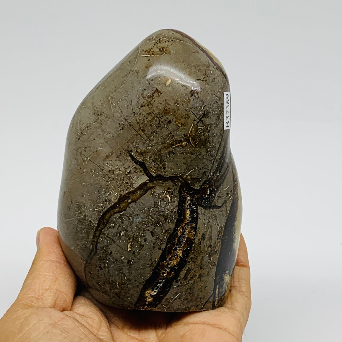 1.3 lbs, 4.1"x2.8"x2.2", Septarian Nodules Freeform Polished Crystal, B37389