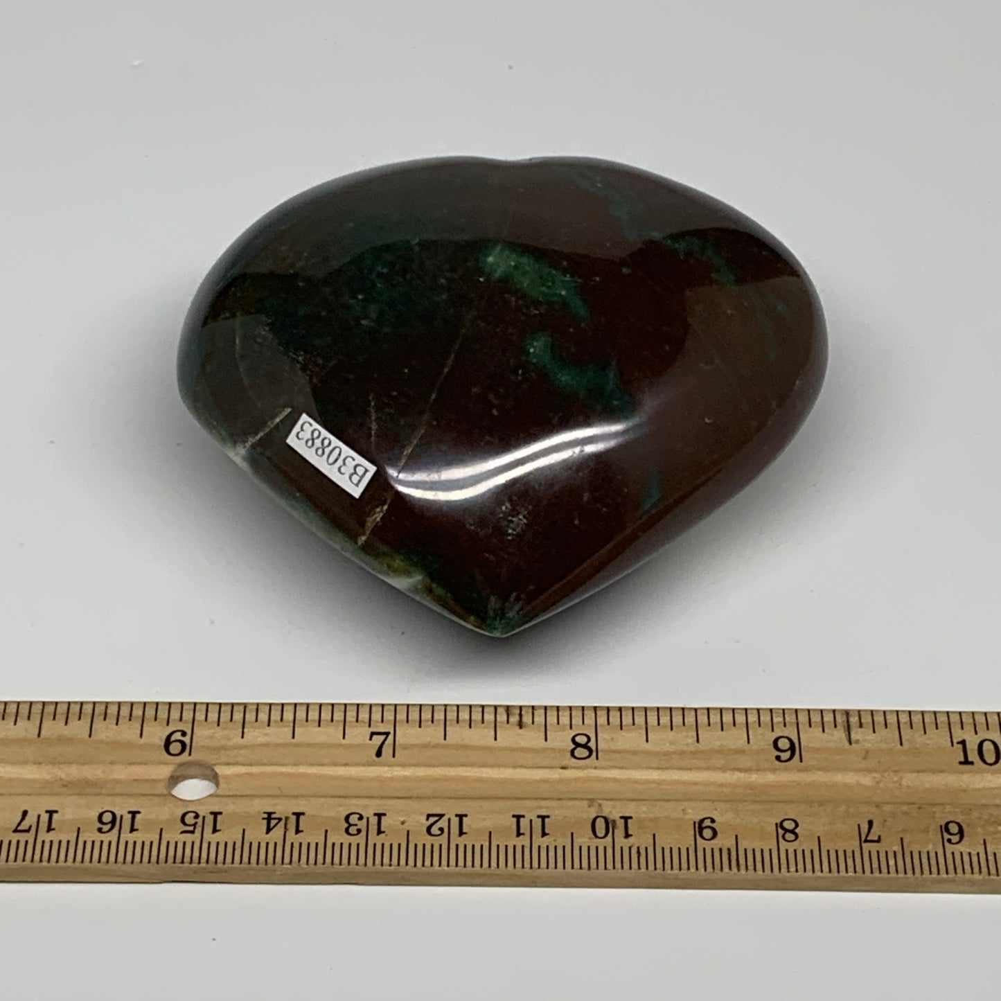 0.70 lbs, 3.1"x3.4"x1.5" Ocean Jasper Heart Polished Healing Crystal, B30883