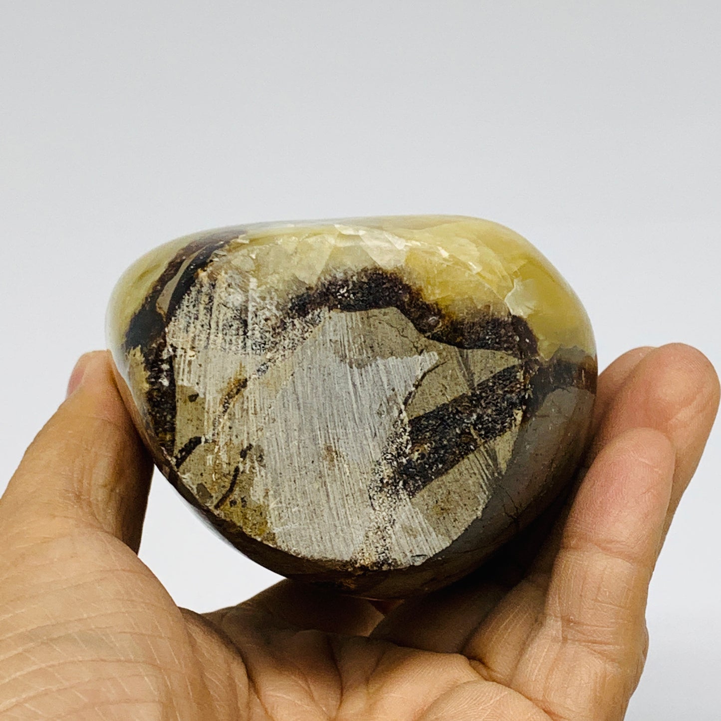 1.3 lbs, 4.1"x2.8"x2.2", Septarian Nodules Freeform Polished Crystal, B37389