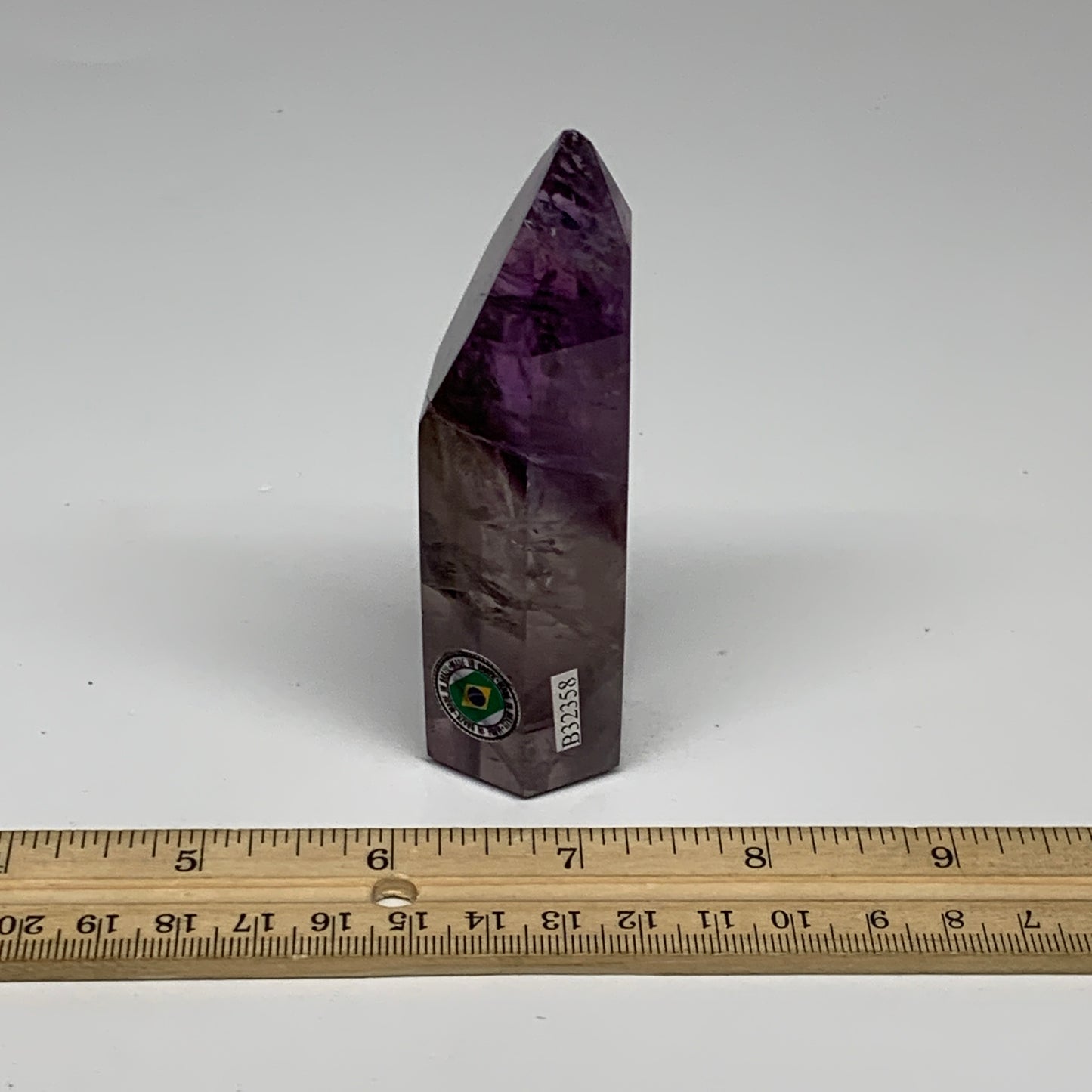 156.3g, 3.8"x1.4"x1.1", Natural Amethyst Tower Point Obelisk @Brazil, B32358