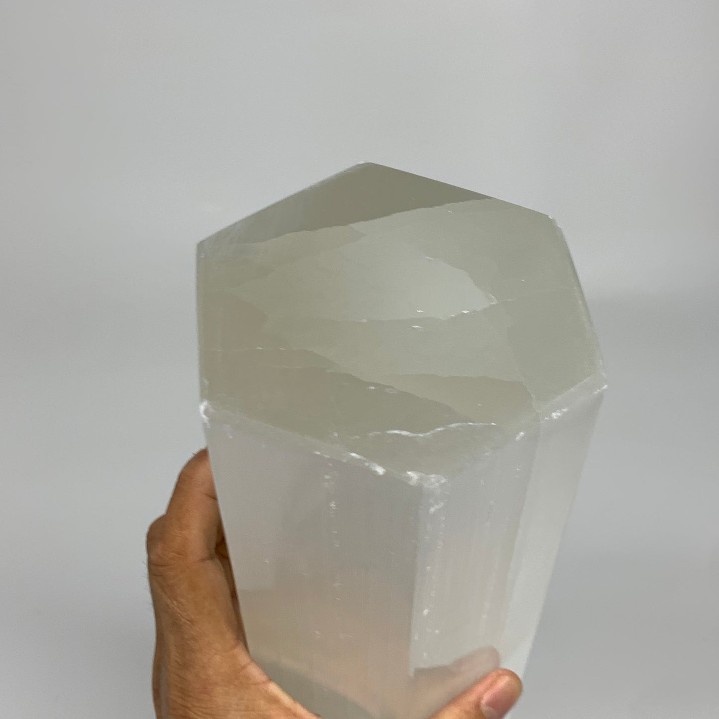 8.6 lbs. 11.1"x3.4", Hexagon Selenite (Satin Spar) Lamp, w/6ft Chord, B35829