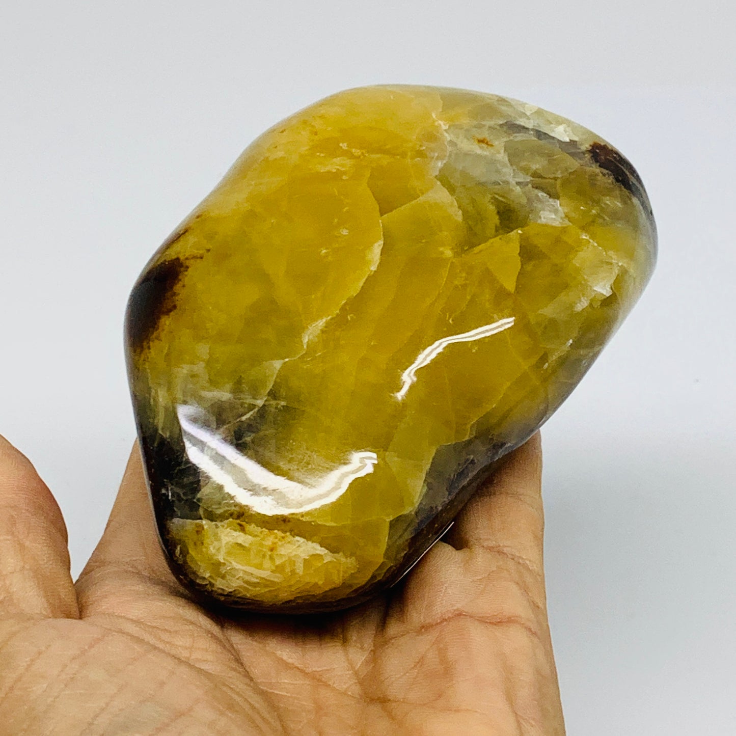 1.3 lbs, 4.1"x2.8"x2.2", Septarian Nodules Freeform Polished Crystal, B37389