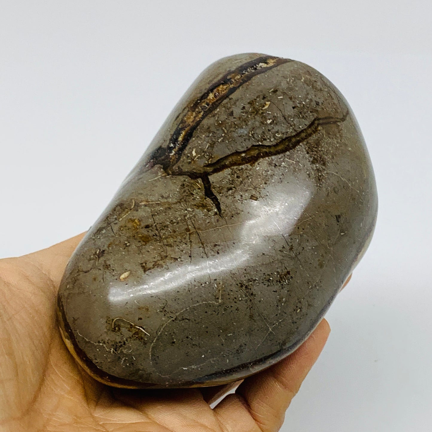 1.3 lbs, 4.1"x2.8"x2.2", Septarian Nodules Freeform Polished Crystal, B37389