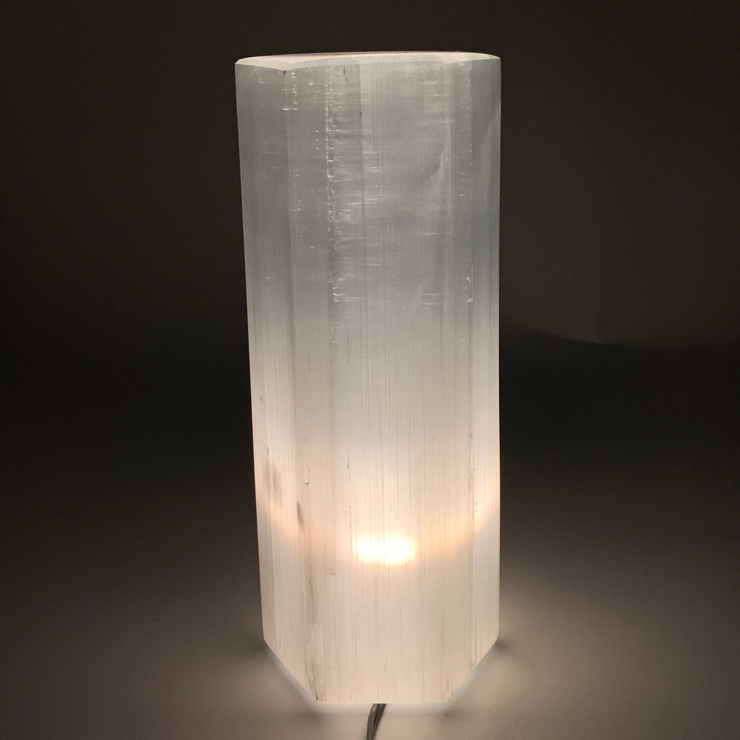 7.6 lbs. 9.75"x3.5", Hexagon Selenite (Satin Spar) Lamp, w/6ft Chord, B35830